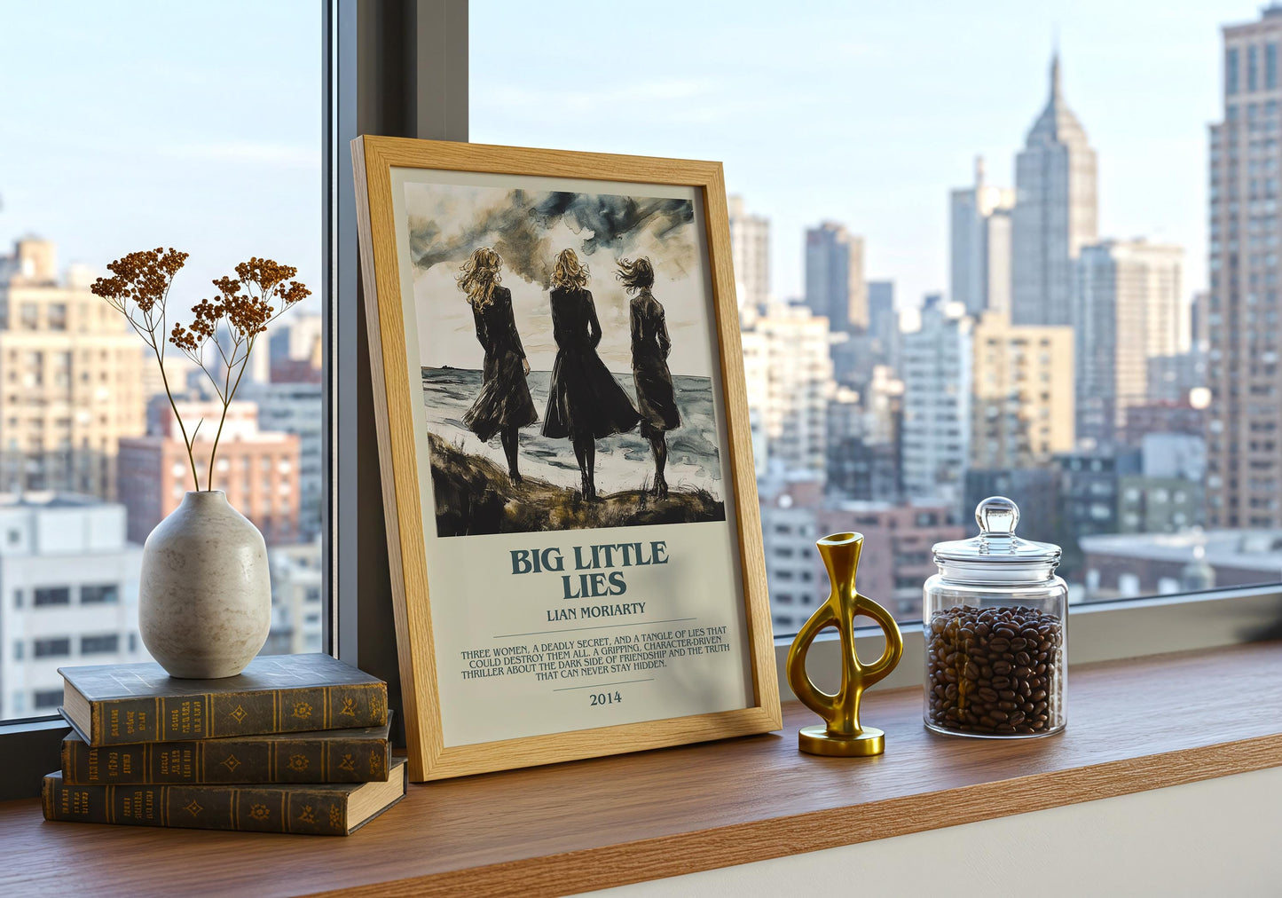 Big Little Lies by Lian Moriarty Descriptive Poster Print. Free Delivery Wall Art Author & Blurb Book Artwork Novel Modern