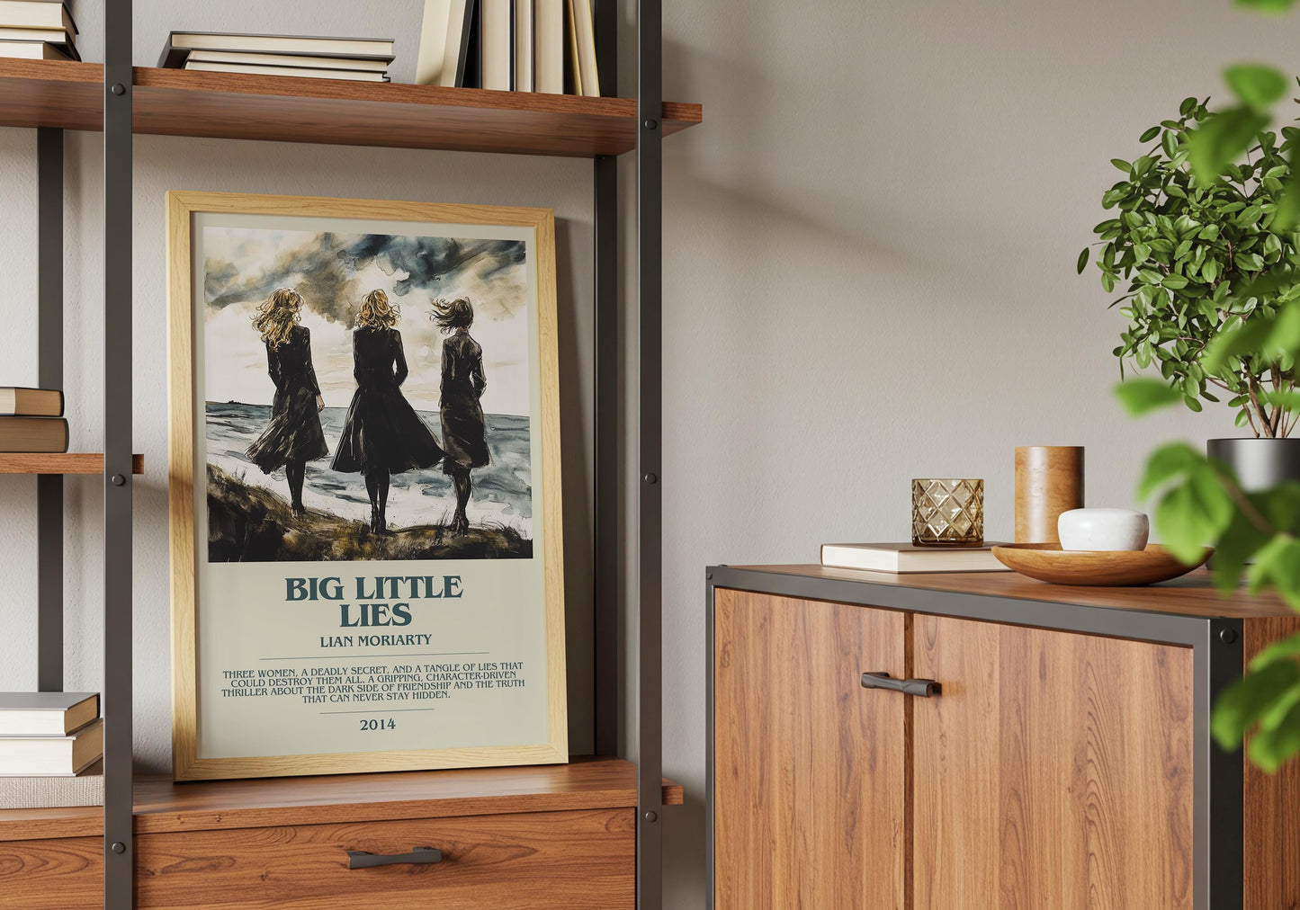 Big Little Lies by Lian Moriarty Descriptive Poster Print. Free Delivery Wall Art Author & Blurb Book Artwork Novel Modern