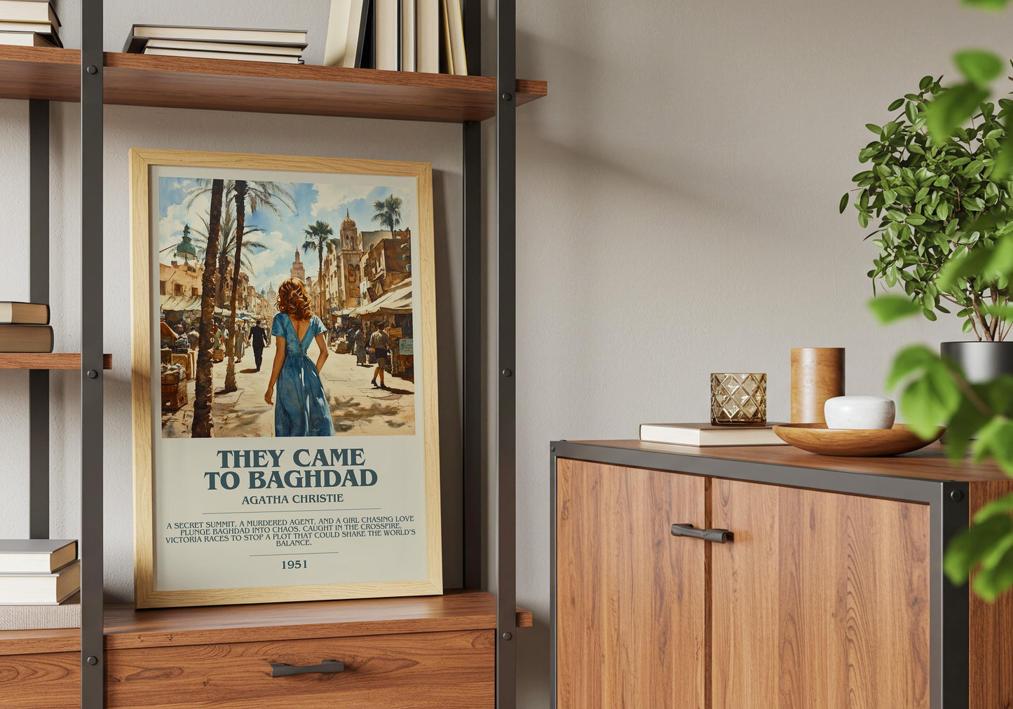 The Came To Baghdad by Agatha Christie Descriptive Poster Print. Free Delivery Wall Art Author & Blurb Book Artwork Novel Gift