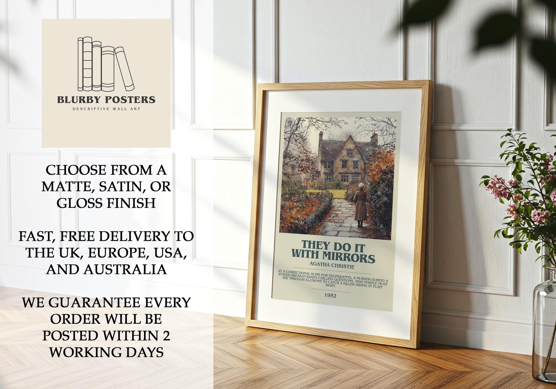 They Do It With Mirrors by Agatha Christie | Descriptive Book Poster | Modern