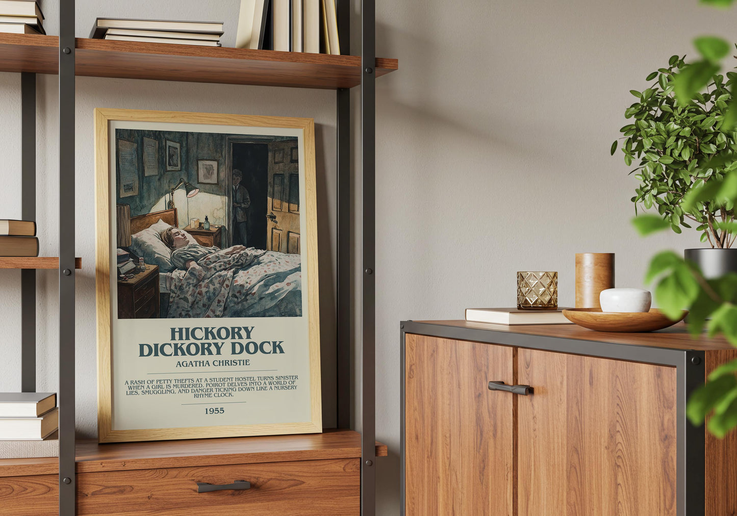 Hickory Dickory Dock by Agatha Christie Descriptive Poster Print. Free Delivery Wall Art Author & Blurb Book Artwork Novel Gift