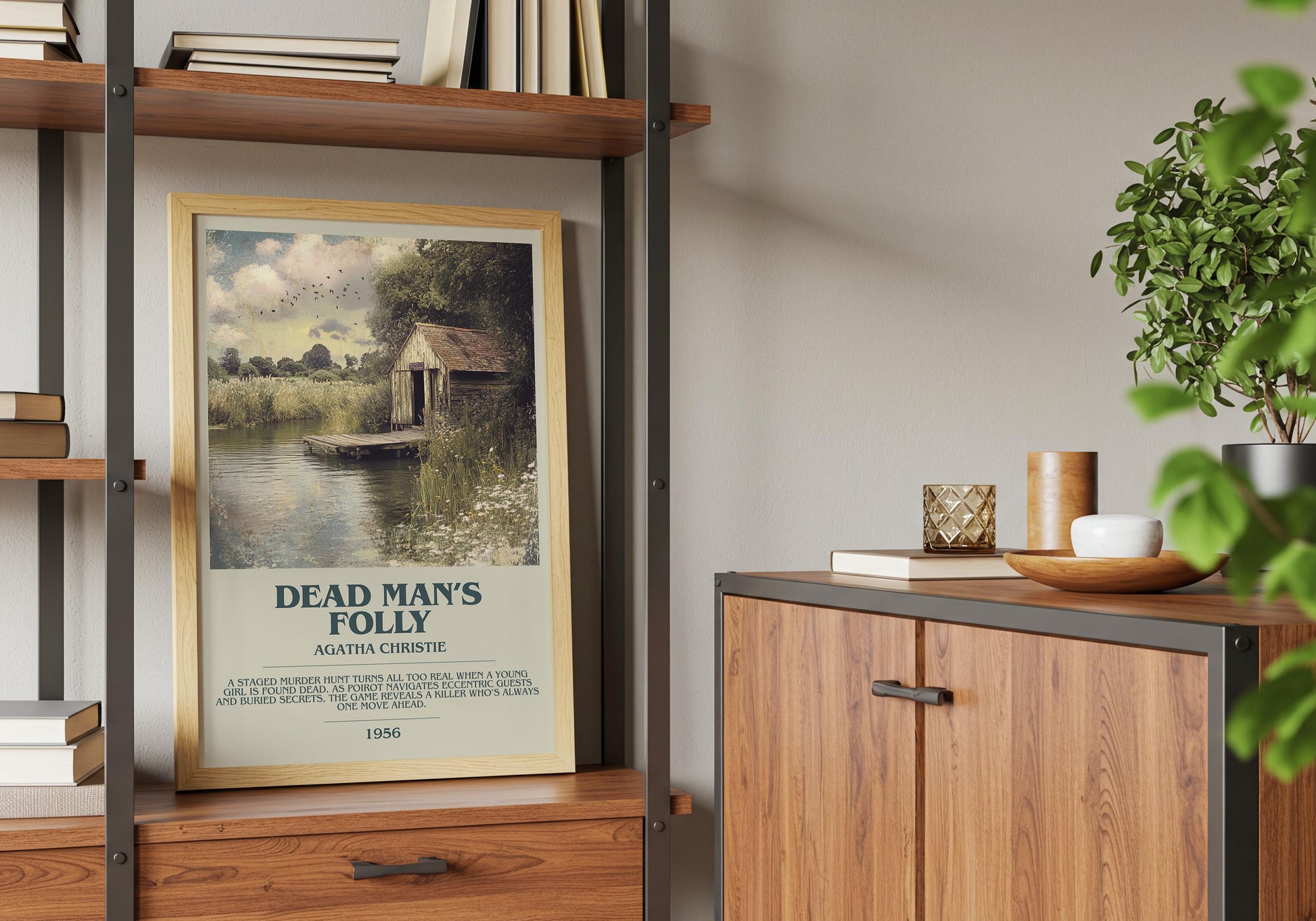 Dead Man's Folly by Agatha Christie Descriptive Poster Print. Free Delivery Wall Art Author & Blurb Book Artwork Novel Gift