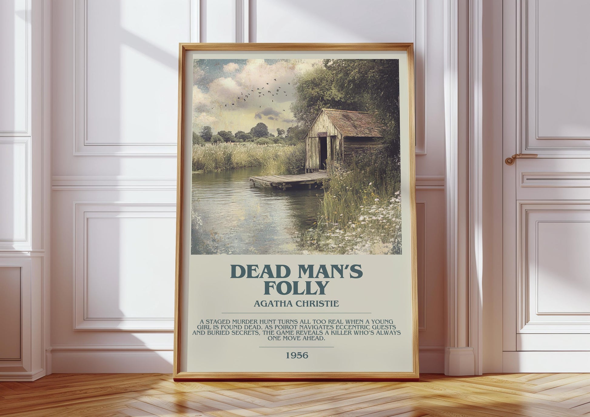 Dead Man's Folly by Agatha Christie Descriptive Poster Print. Free Delivery Wall Art Author & Blurb Book Artwork Novel Gift