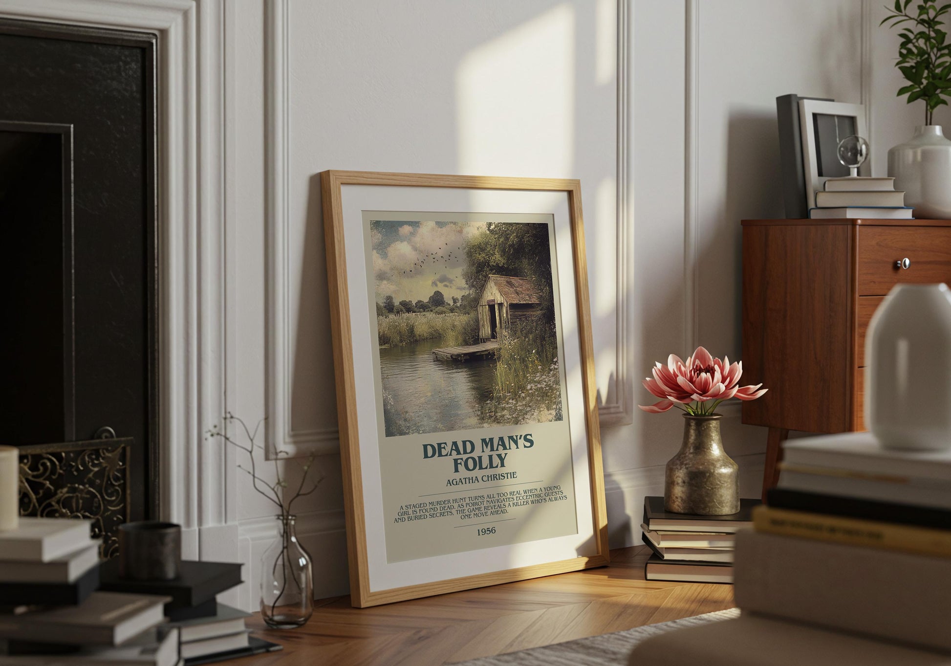 Dead Man's Folly by Agatha Christie Descriptive Poster Print. Free Delivery Wall Art Author & Blurb Book Artwork Novel Gift