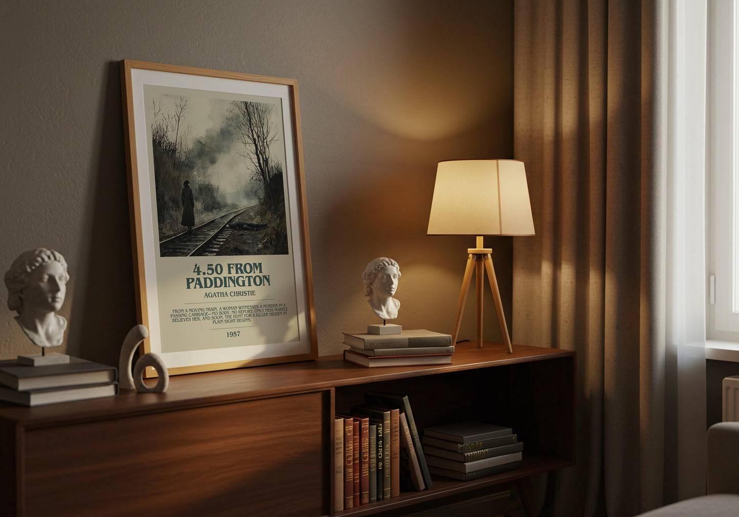 4.50 From Paddington by Agatha Christie Descriptive Poster Print. Free Delivery Wall Art Author & Blurb Book Artwork Novel Gift
