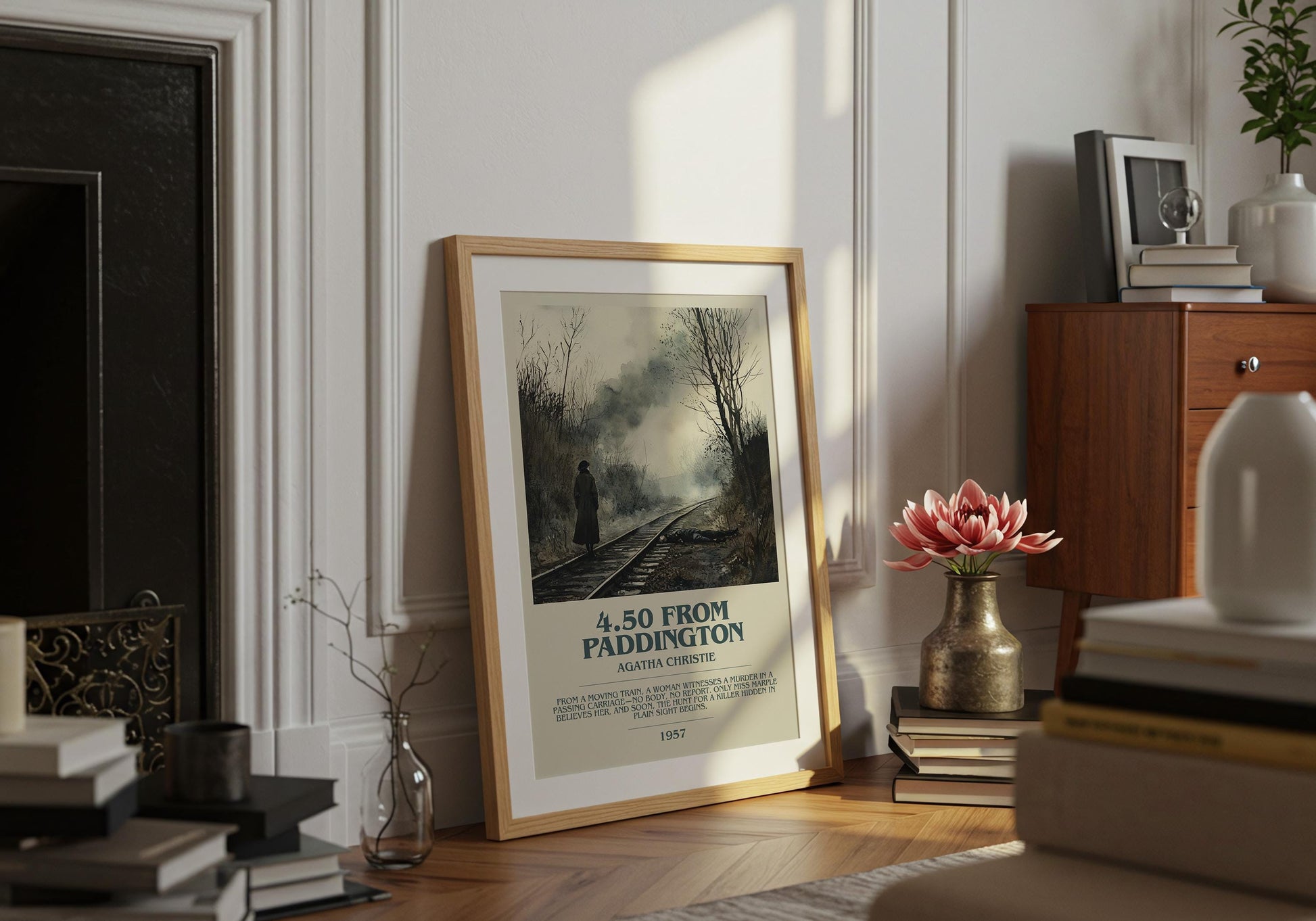 4.50 From Paddington by Agatha Christie Descriptive Poster Print. Free Delivery Wall Art Author & Blurb Book Artwork Novel Gift