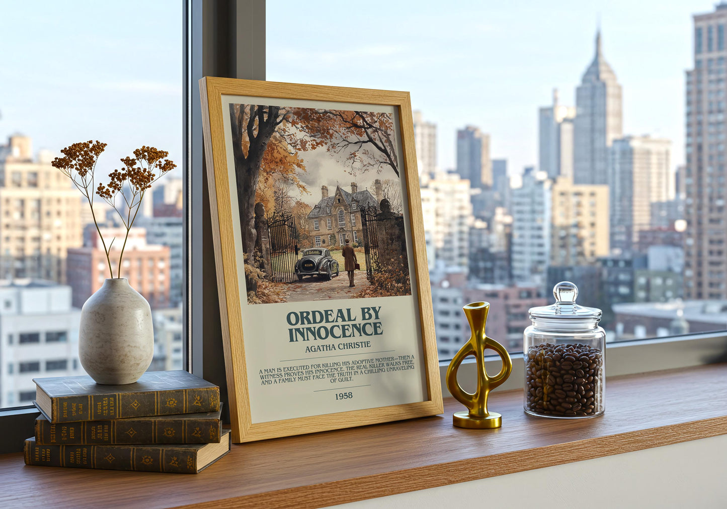 Ordeal By Innocence by Agatha Christie Descriptive Poster Print. Free Delivery Wall Art Author & Blurb Book Artwork Novel Gift