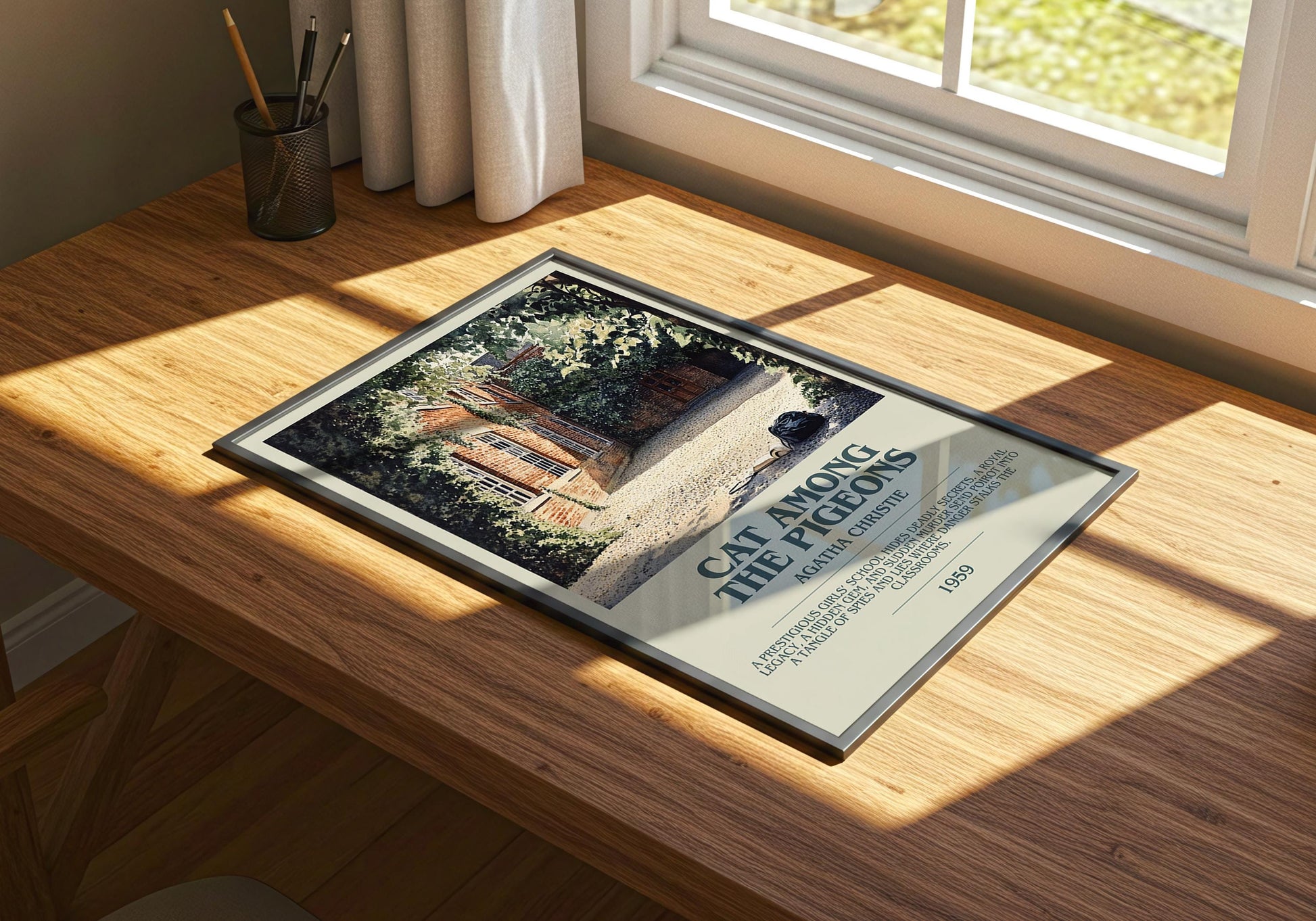 Cat Among The Pigeons by Agatha Christie | Descriptive Book Poster | Modern