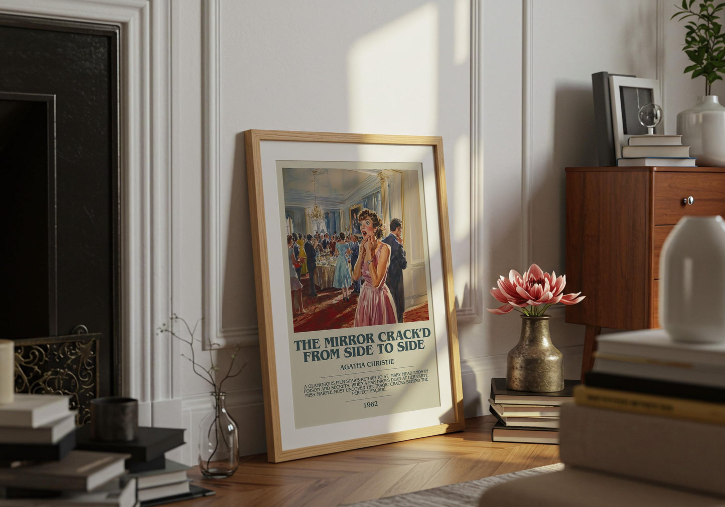 The Mirror Crack'd From Side To Side by Agatha Christie Descriptive Poster Print. Free Delivery Wall Art Author & Blurb Book Artwork Novel