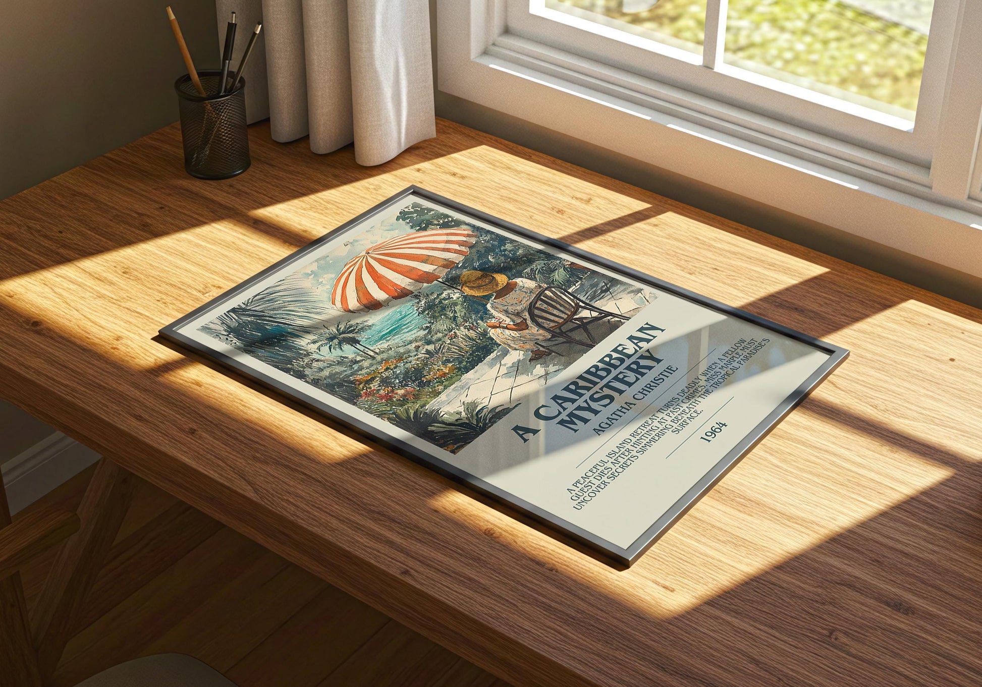 A Caribbean Mystery by Agatha Christie Descriptive Poster Print. Free Delivery Wall Art Author & Blurb Book Artwork Novel