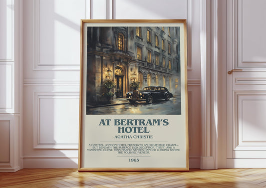 At Bertram's Hotel by Agatha Christie Descriptive Poster Print. Free Delivery Wall Art Author & Blurb Book Artwork Novel