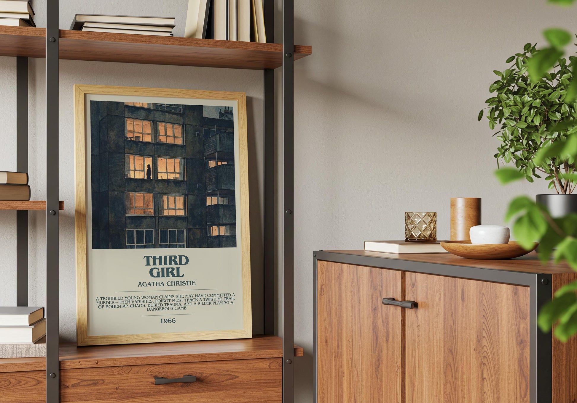 Third Girl by Agatha Christie Descriptive Poster Print. Free Delivery Wall Art Author & Blurb Book Artwork Novel