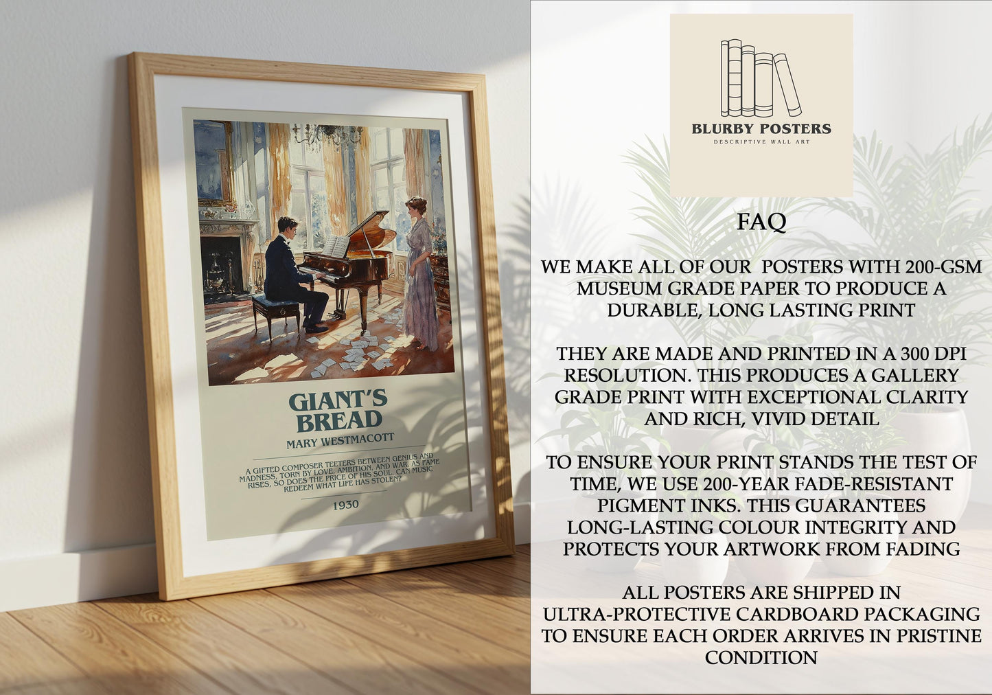 Giant's Bread by Mary Westmacott Descriptive Poster Print. Free Delivery Wall Art Author & Blurb Book Artwork Novel