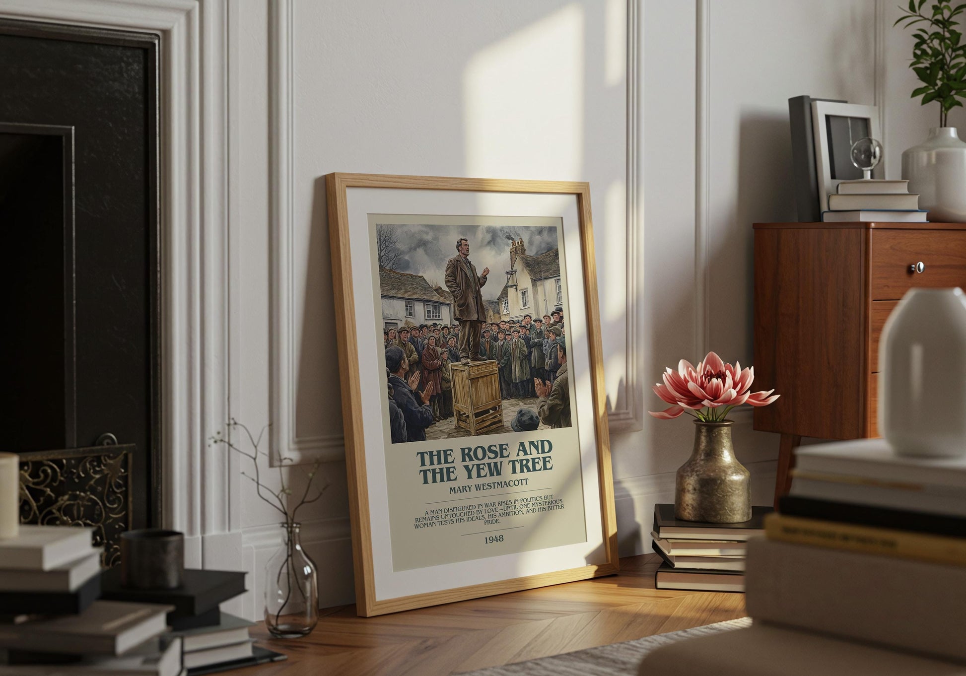 The Rose And The Yew Tree by Mary Westmacott Descriptive Poster Print. Free Delivery Wall Art Author & Blurb Book Artwork Novel