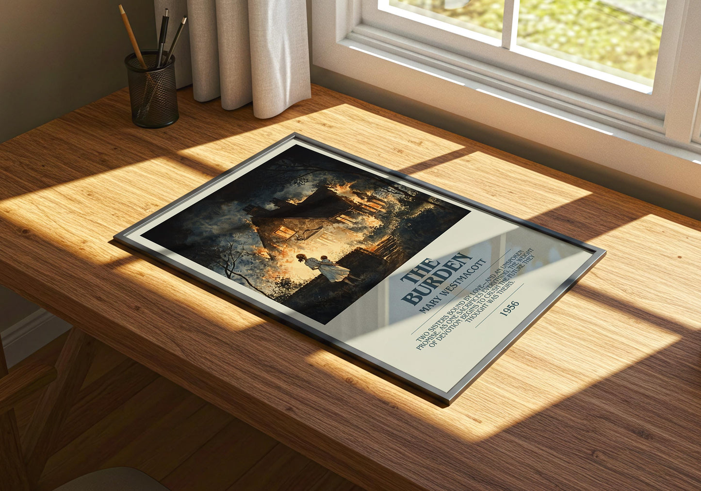 The Burden by Mary Westmacott Descriptive Poster Print. Free Delivery Wall Art Author & Blurb Book Artwork Novel
