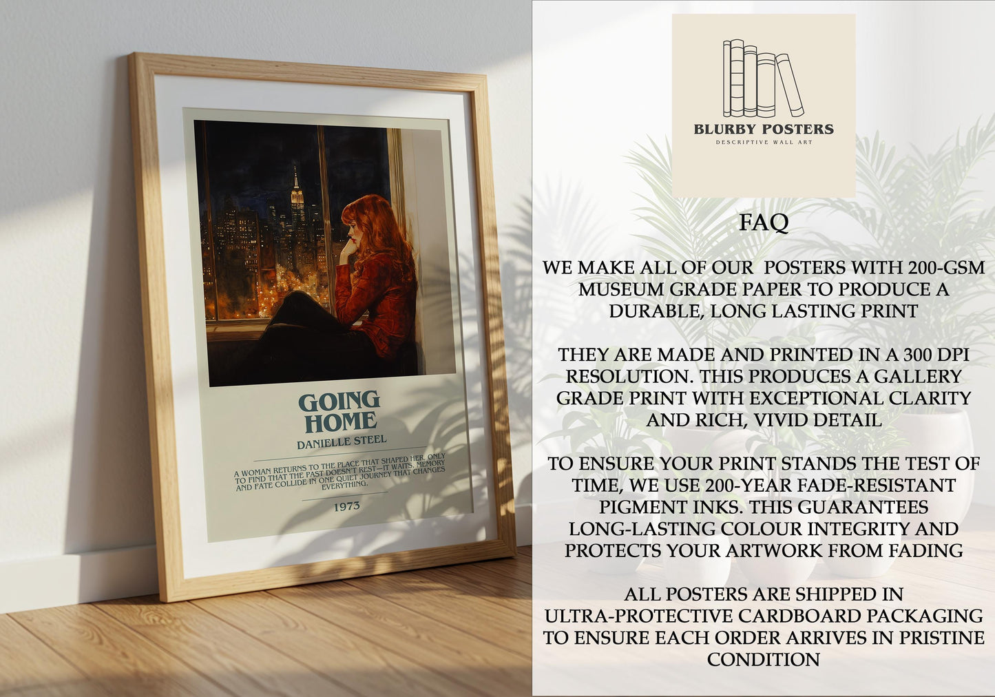 Going Home by Danielle Steel Descriptive Poster Print. Free Delivery Wall Art Author & Blurb Book Artwork Novel
