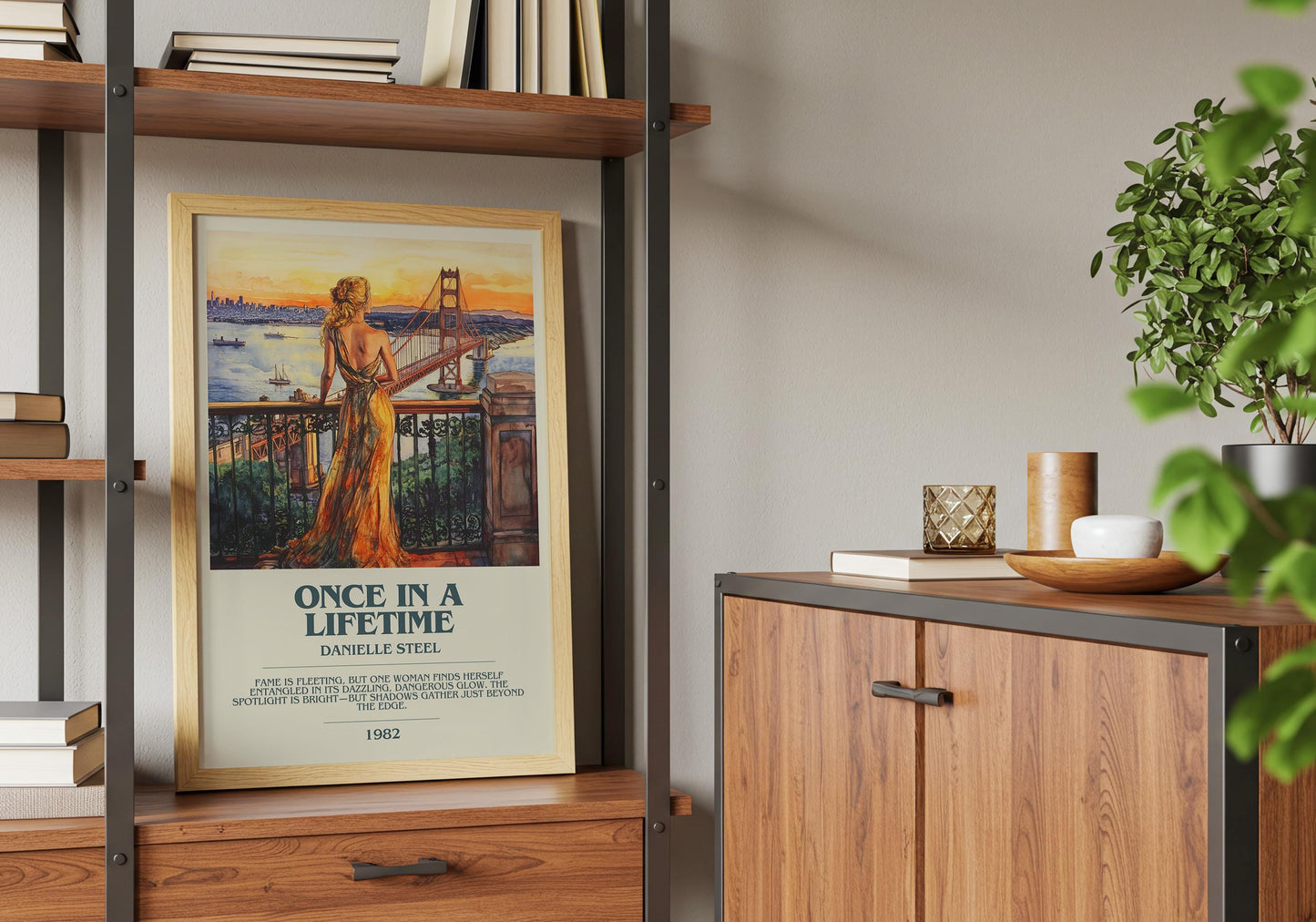 Once In A Lifetime by Danielle Steel Descriptive Poster Print. Free Delivery Wall Art Author & Blurb Book Artwork Novel