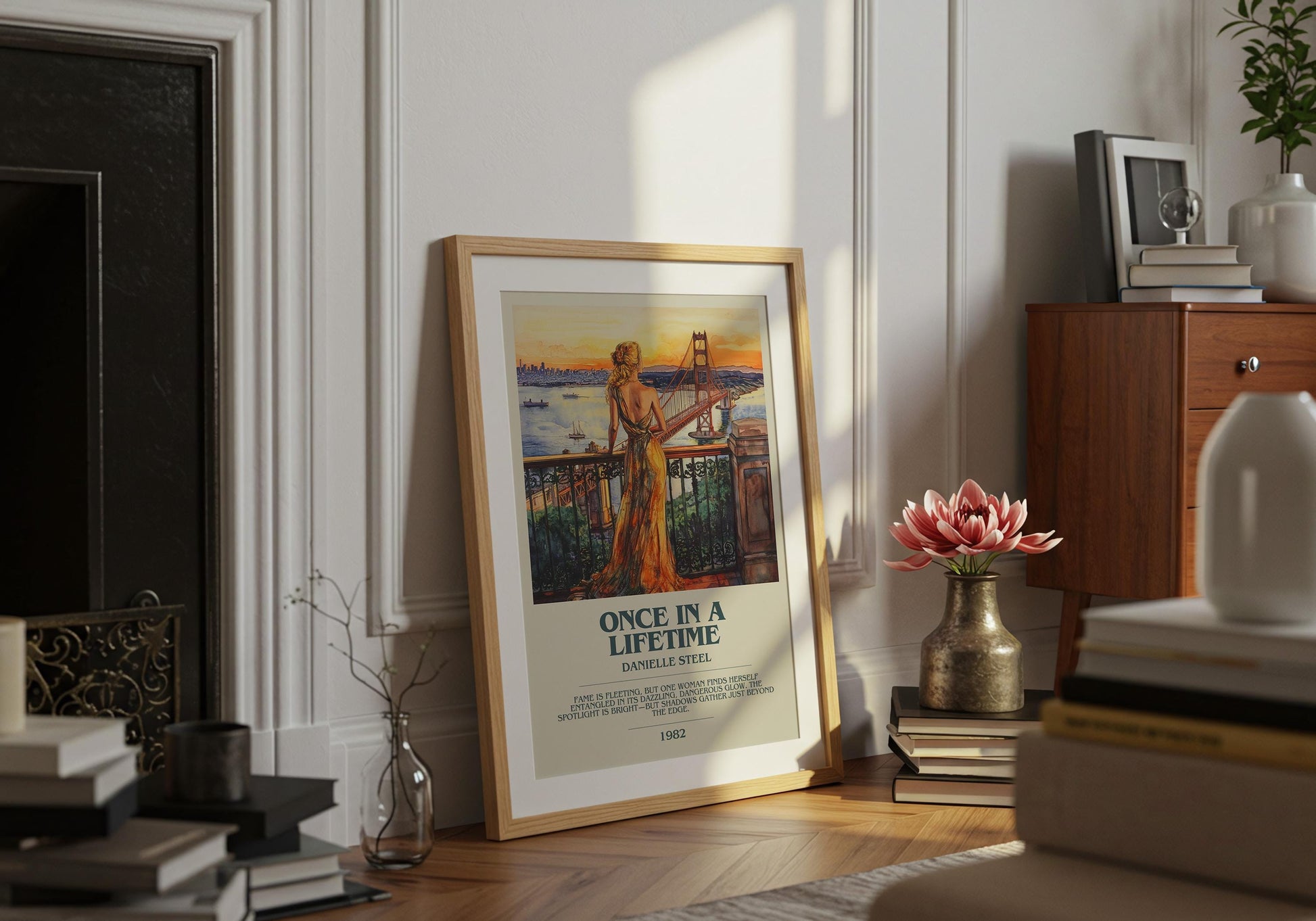 Once In A Lifetime by Danielle Steel Descriptive Poster Print. Free Delivery Wall Art Author & Blurb Book Artwork Novel