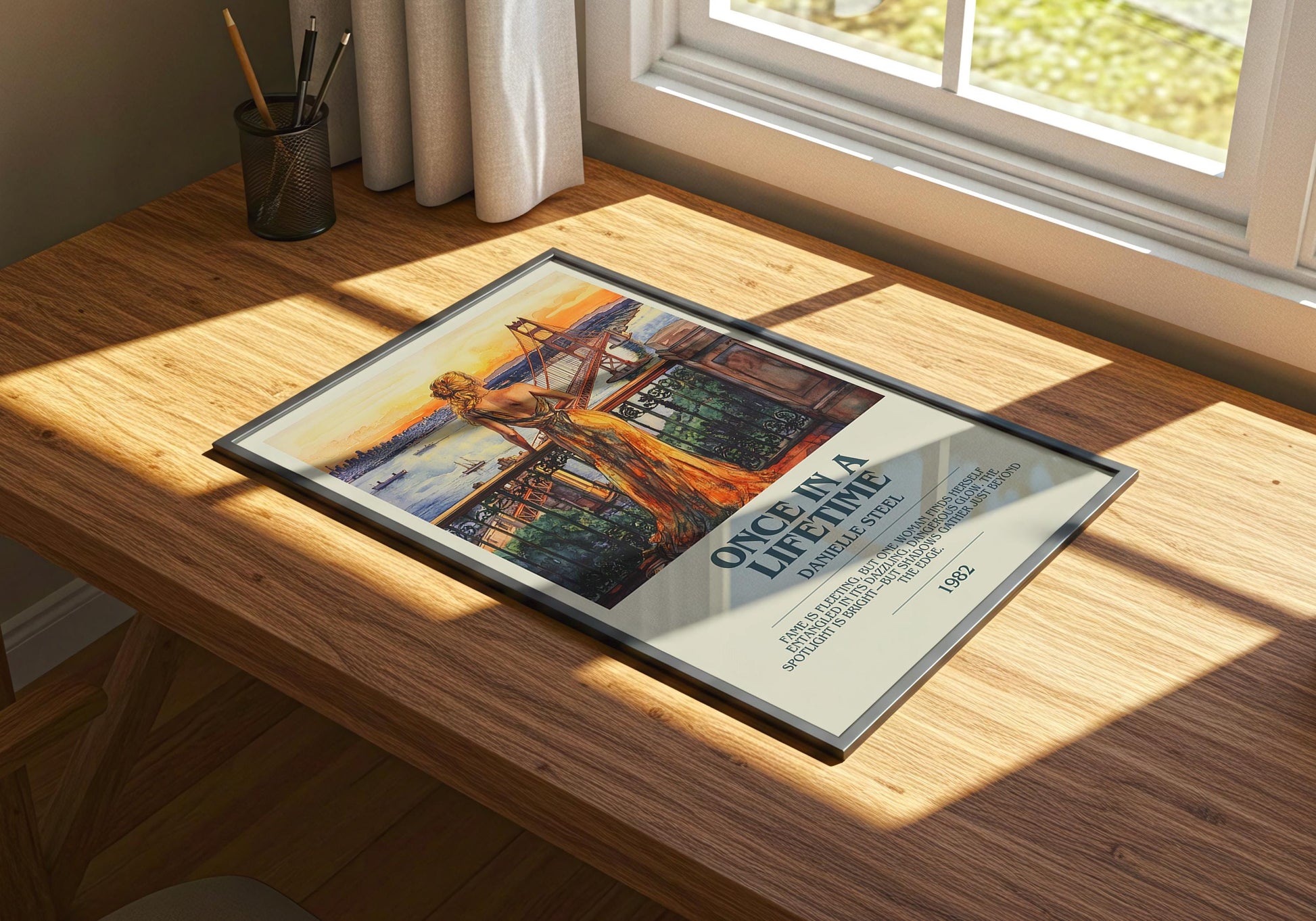 Once In A Lifetime by Danielle Steel Descriptive Poster Print. Free Delivery Wall Art Author & Blurb Book Artwork Novel