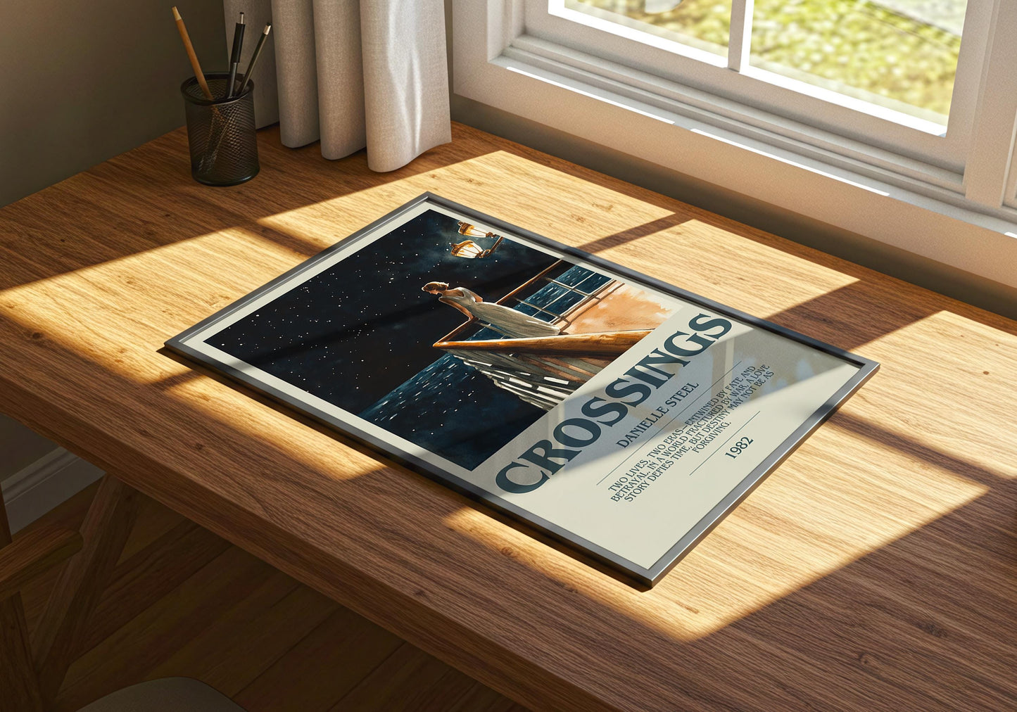Crossings by Danielle Steel Descriptive Poster Print. Free Delivery Wall Art Author & Blurb Book Artwork Novel