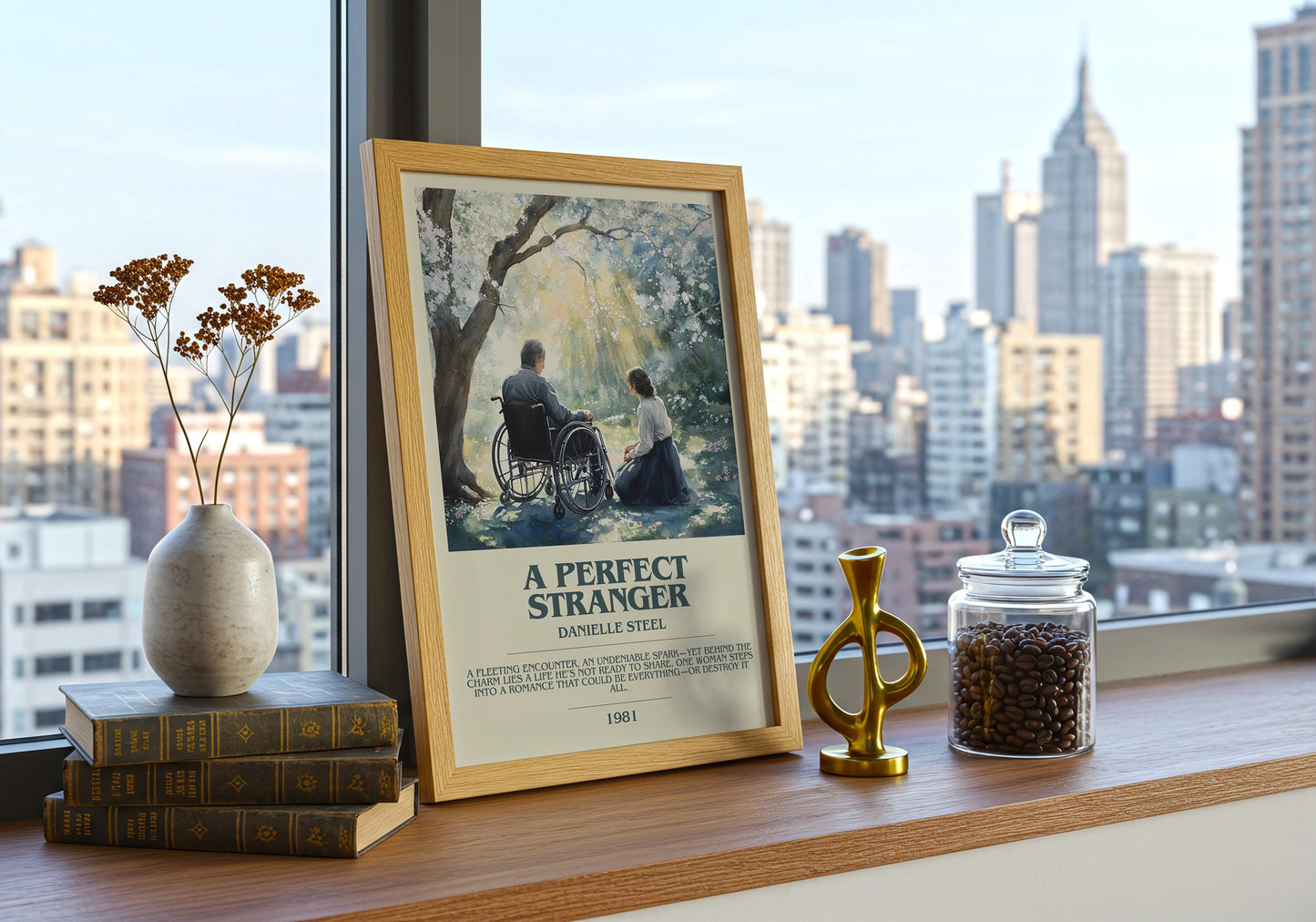 A Perfect Stranger by Danielle Steel Descriptive Poster Print. Free Delivery Wall Art Author & Blurb Book Artwork Novel