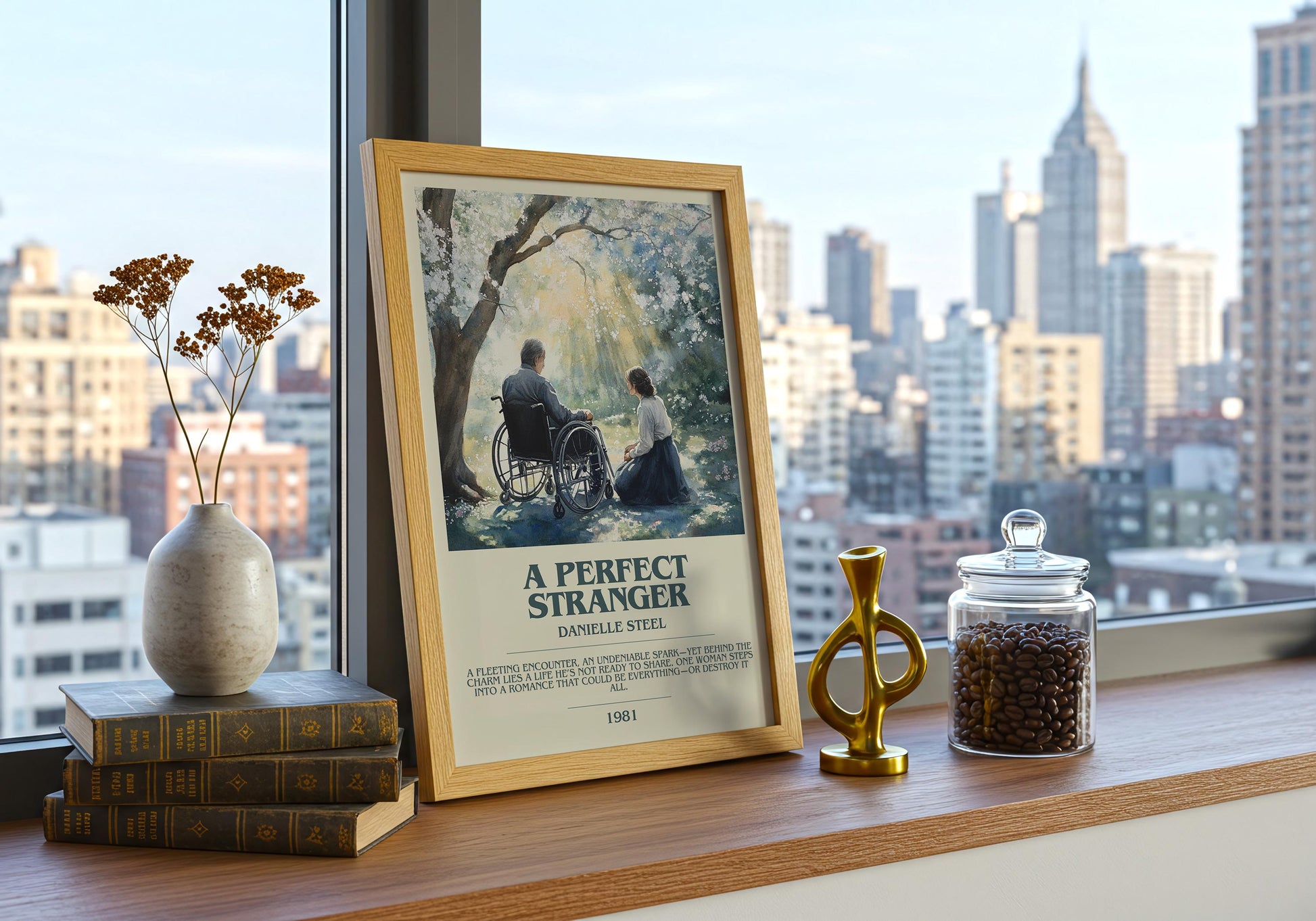 A Perfect Stranger by Danielle Steel Descriptive Poster Print. Free Delivery Wall Art Author & Blurb Book Artwork Novel