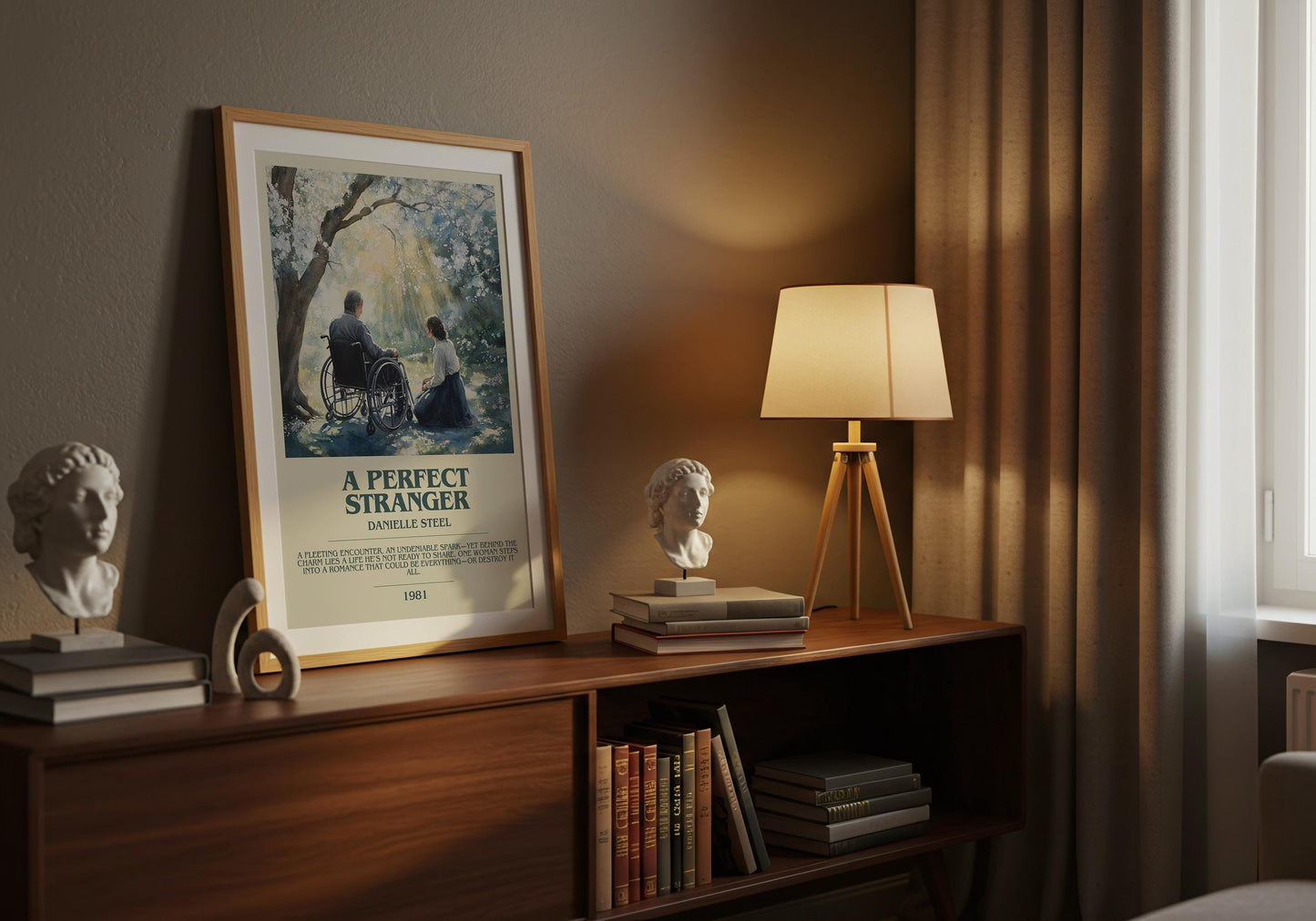 A Perfect Stranger by Danielle Steel Descriptive Poster Print. Free Delivery Wall Art Author & Blurb Book Artwork Novel