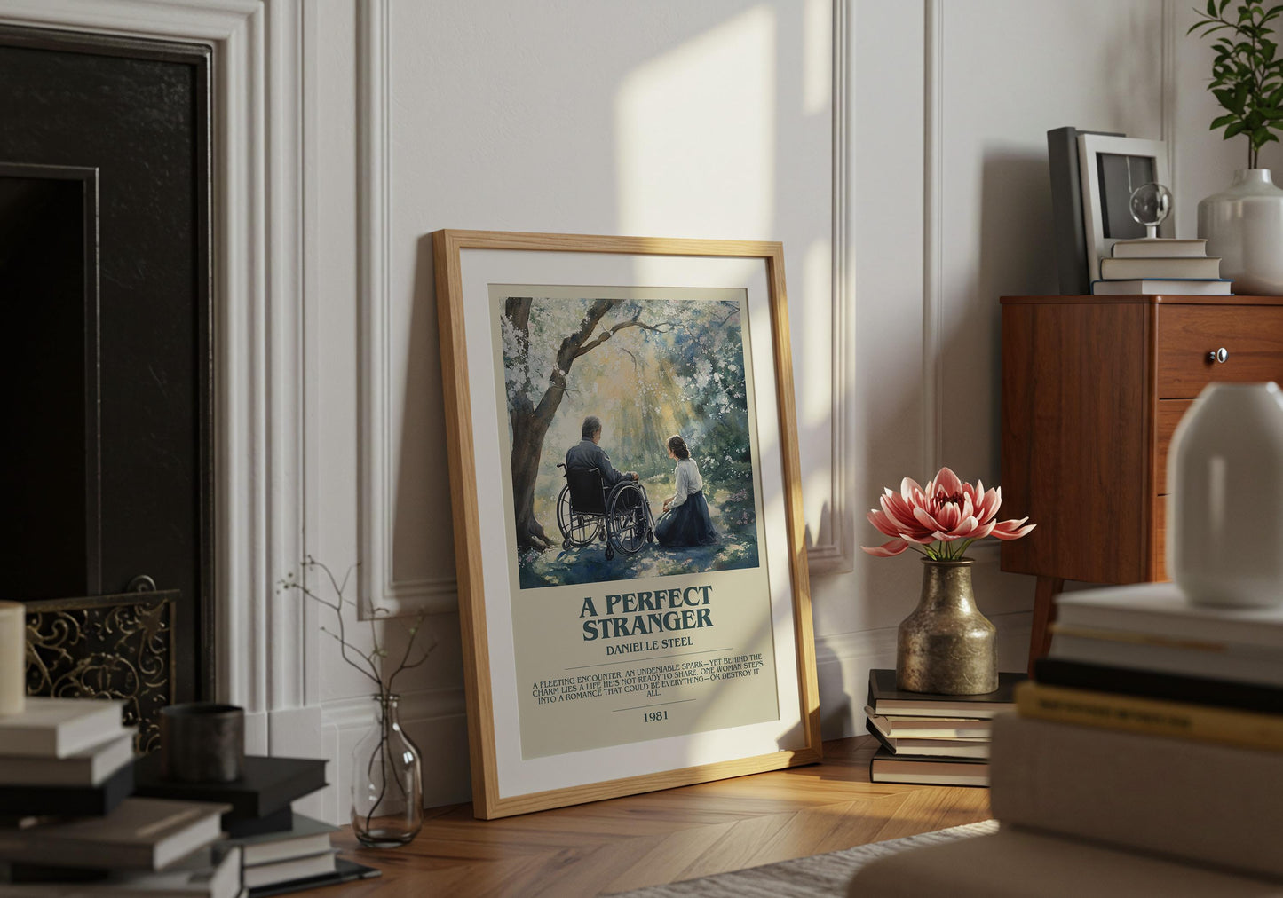 A Perfect Stranger by Danielle Steel Descriptive Poster Print. Free Delivery Wall Art Author & Blurb Book Artwork Novel