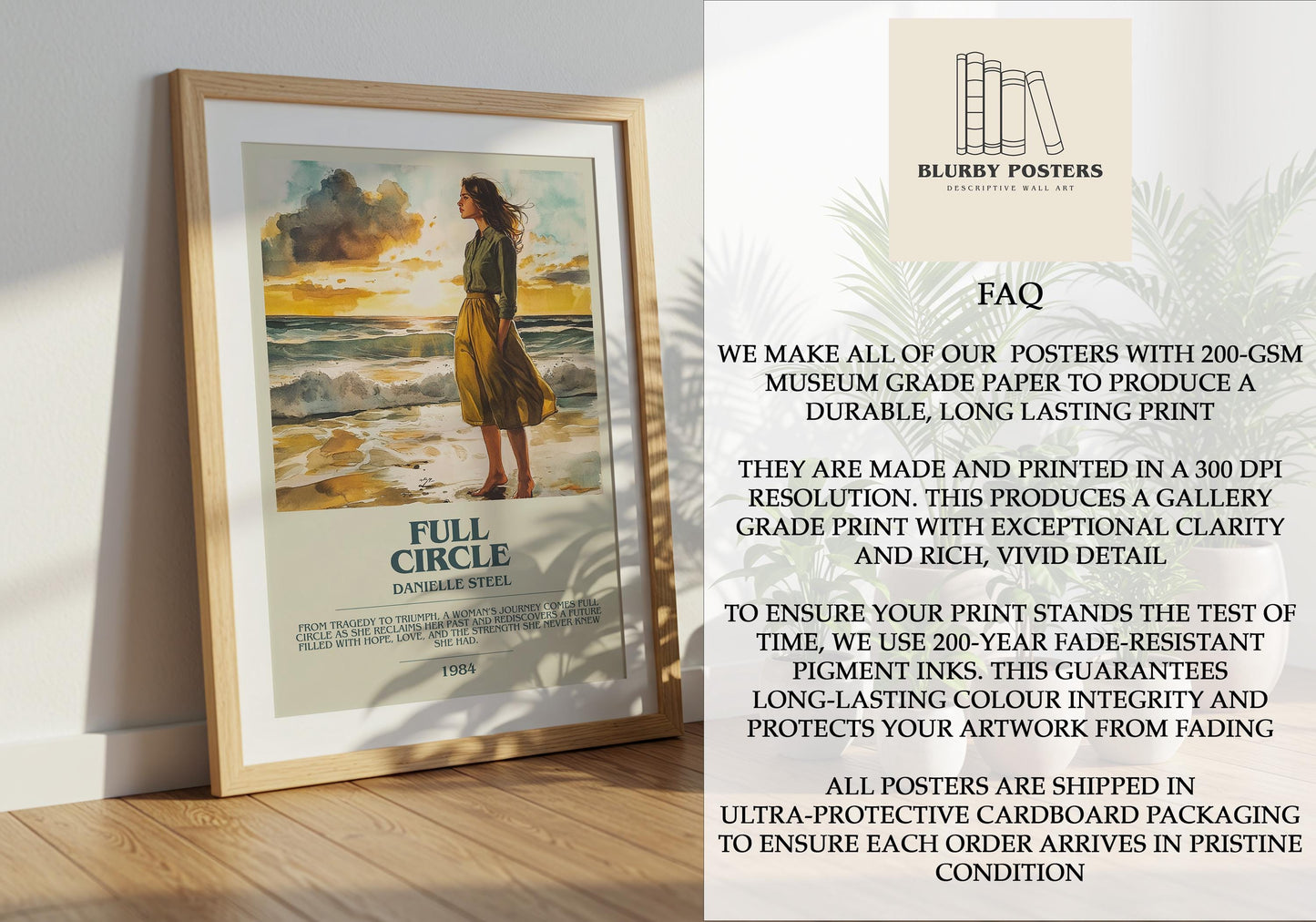 Full Circle by Danielle Steel Descriptive Poster Print. Free Delivery Wall Art Author & Blurb Book Artwork Novel