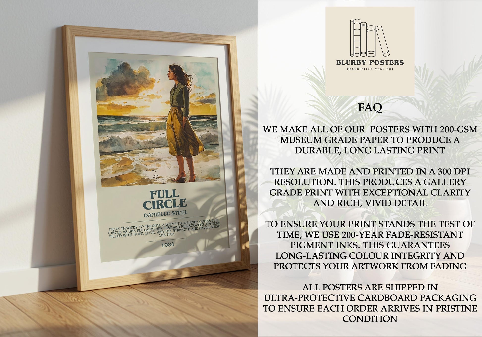 Full Circle by Danielle Steel Descriptive Poster Print. Free Delivery Wall Art Author & Blurb Book Artwork Novel
