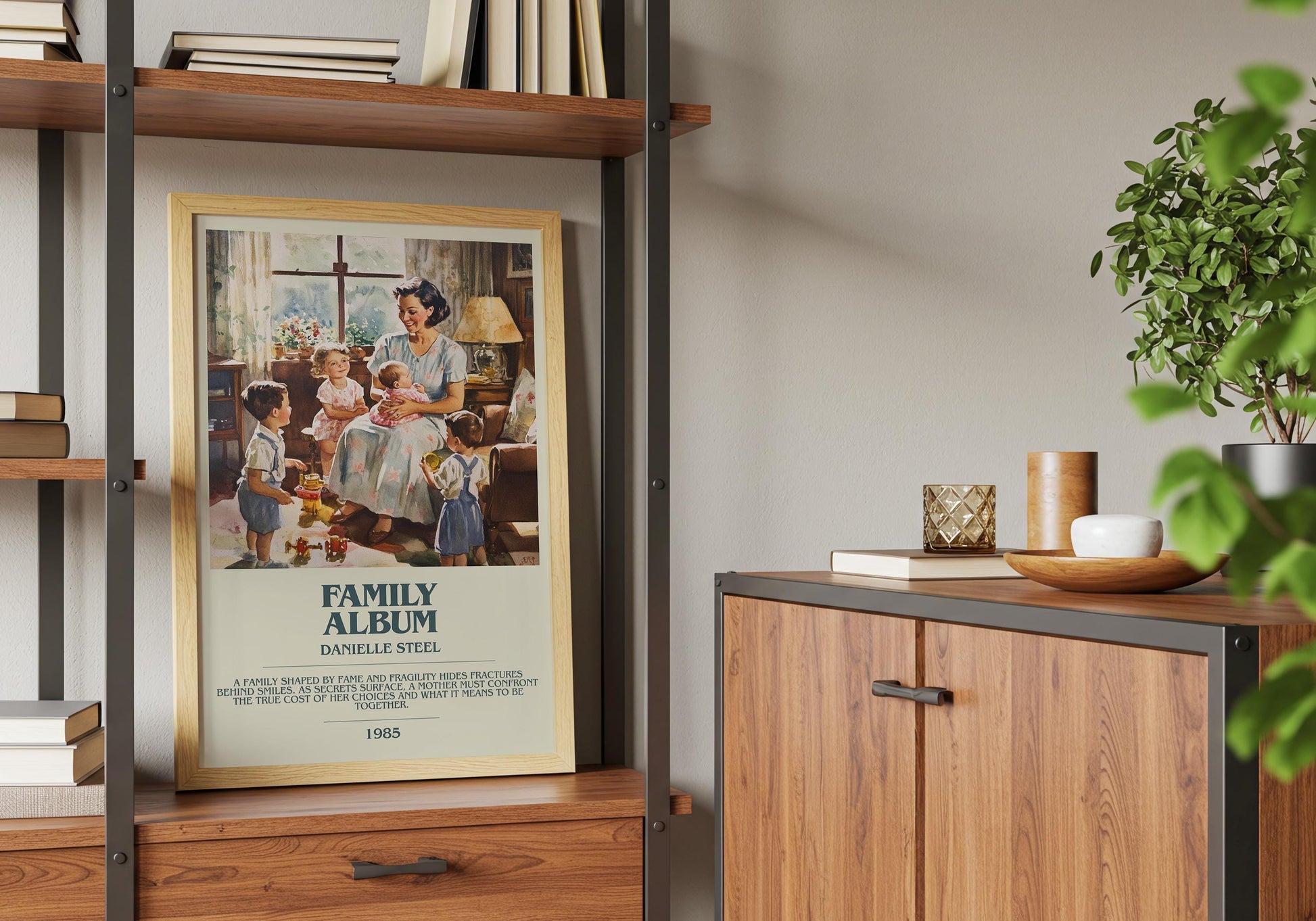 Family Album by Danielle Steel Descriptive Poster Print. Free Delivery Wall Art Author & Blurb Book Artwork Novel
