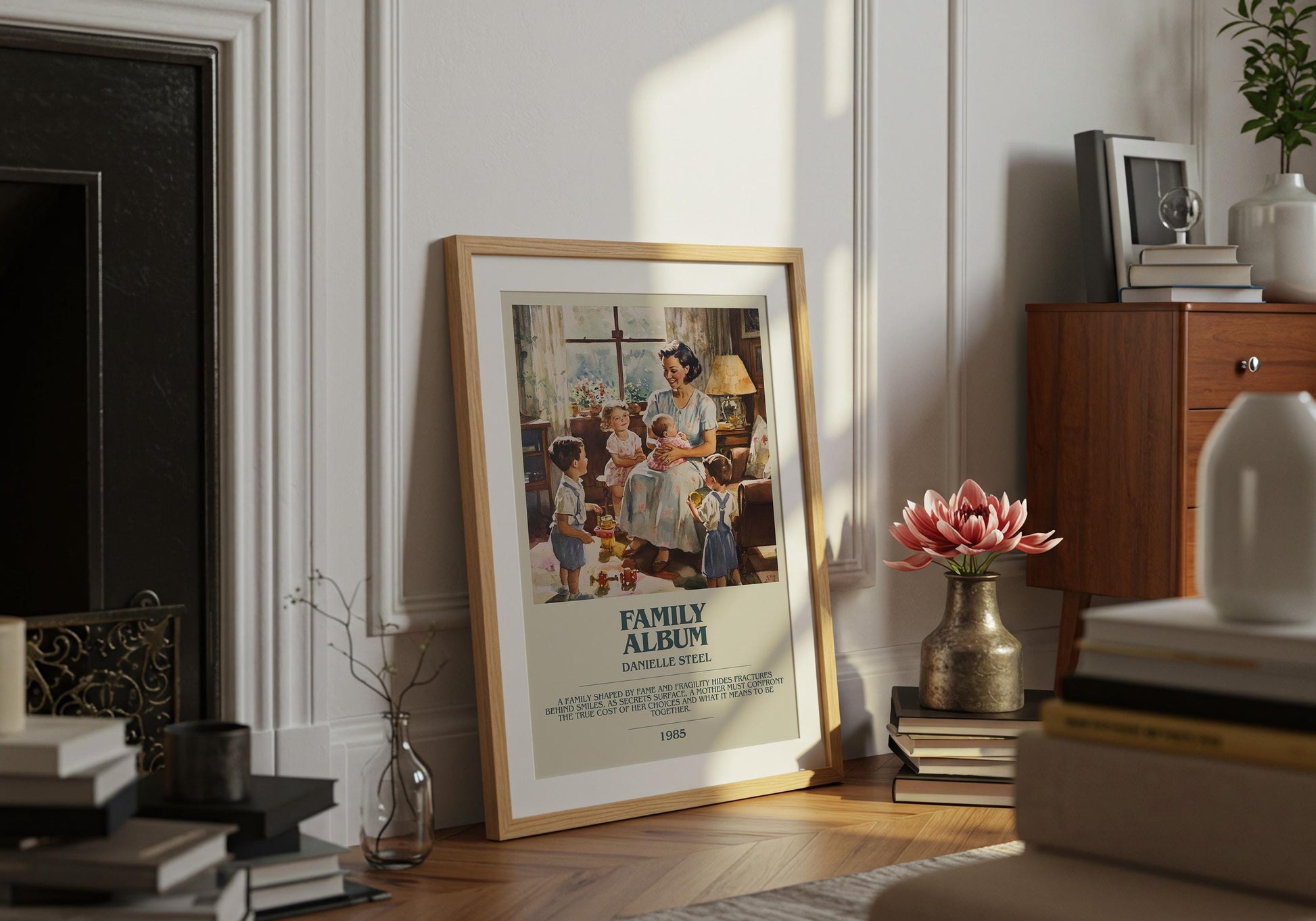 Family Album by Danielle Steel Descriptive Poster Print. Free Delivery Wall Art Author & Blurb Book Artwork Novel