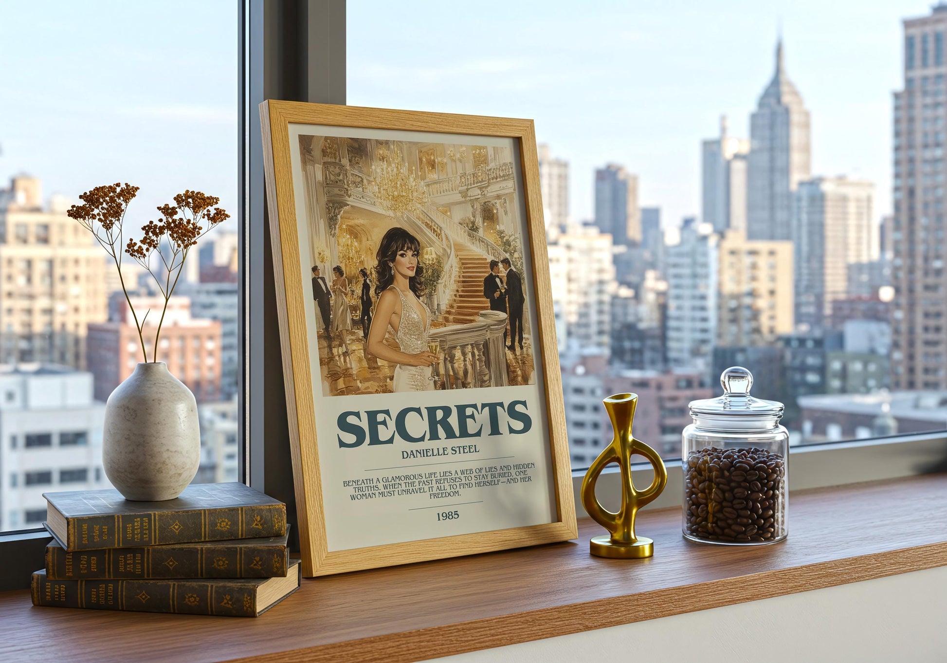 Secrets by Danielle Steel Descriptive Poster Print. Free Delivery Wall Art Author & Blurb Book Artwork Novel
