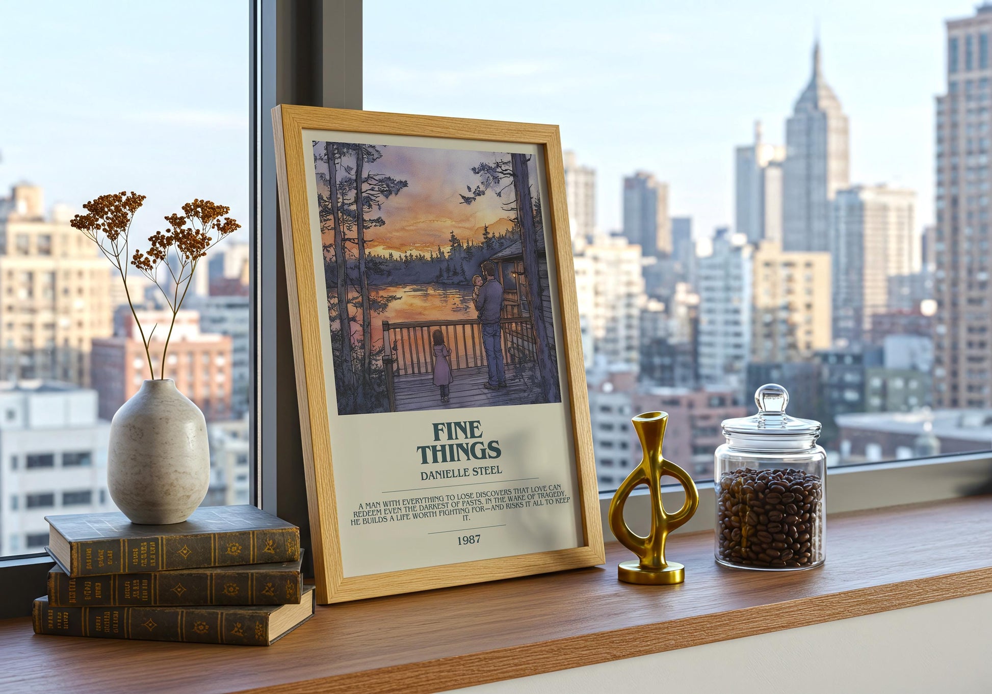 Fine Things by Danielle Steel Descriptive Poster Print. Free Delivery Wall Art Author & Blurb Book Artwork Novel