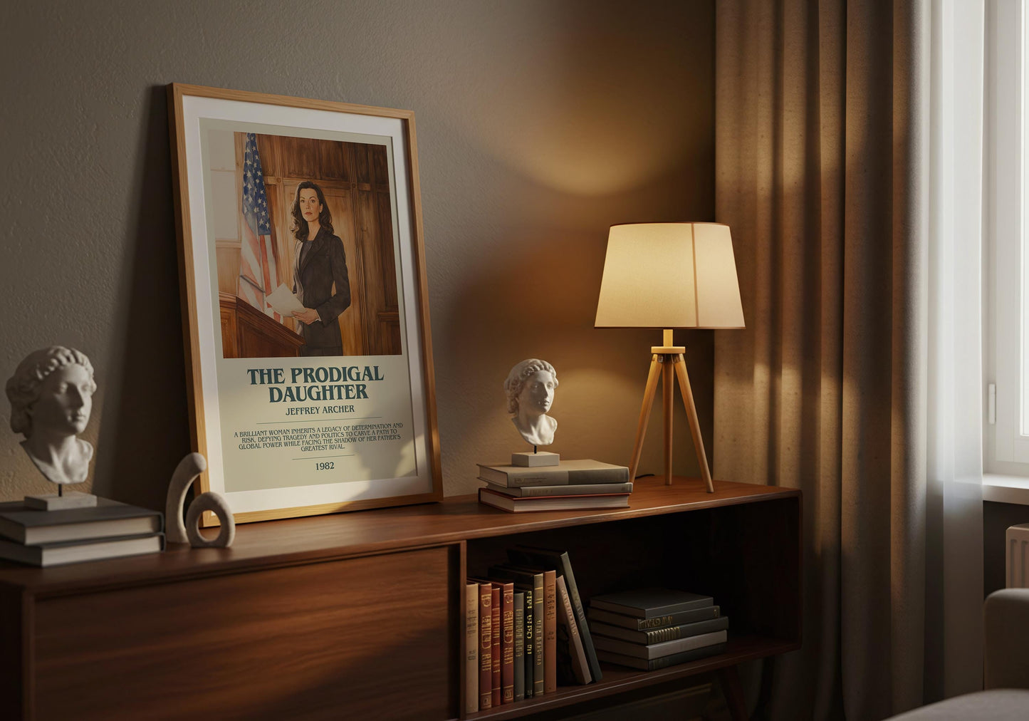 The Prodigal Daughter by Jeffrey Archer Descriptive Poster Print. Free Delivery Wall Art Author & Blurb Book Artwork Novel