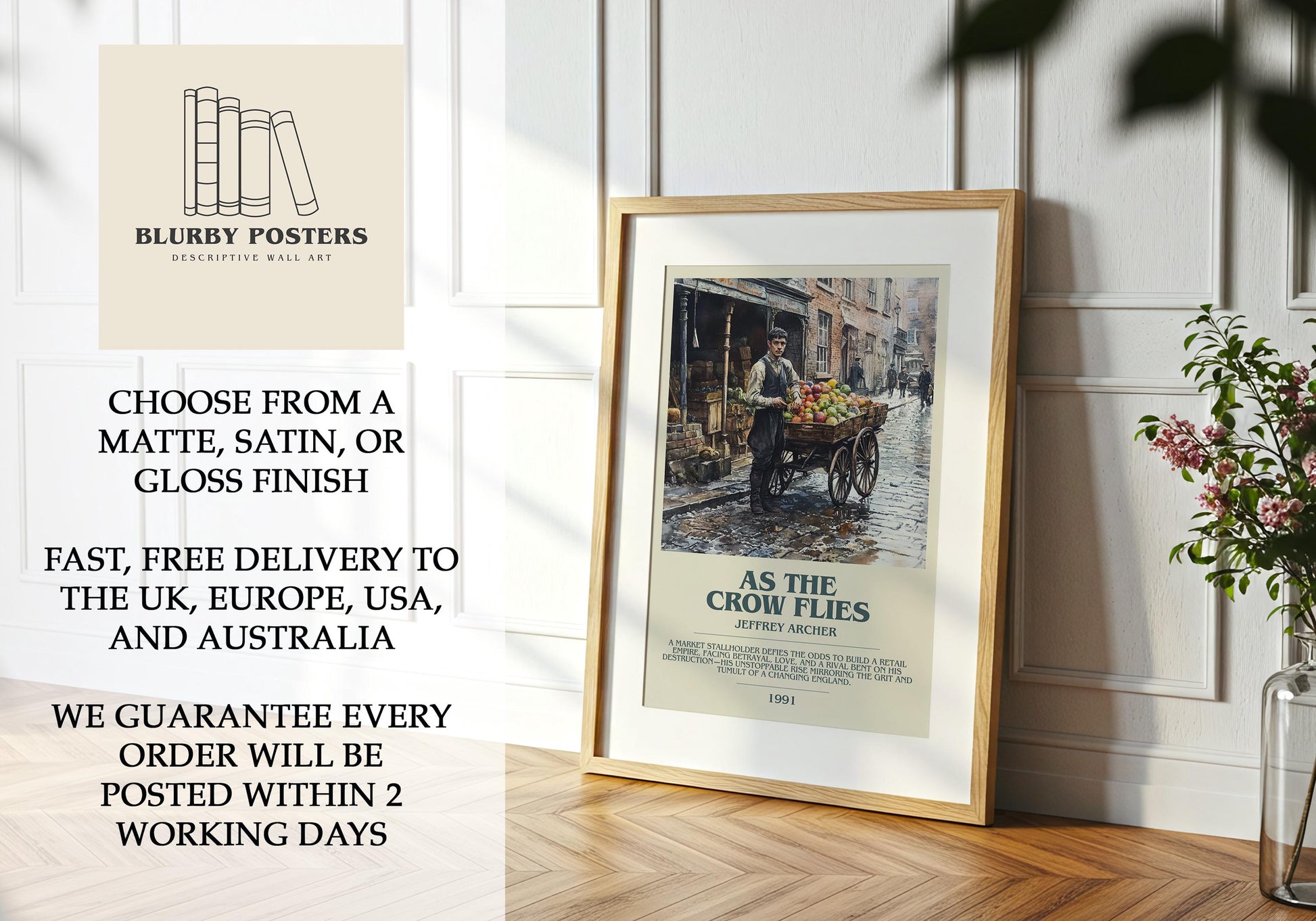 As The Crow Flies by Jeffrey Archer | Descriptive Book Poster | Modern