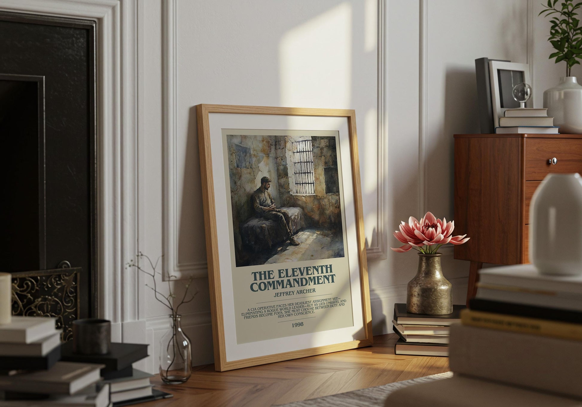 The Eleventh Commandment by Jeffrey Archer Descriptive Poster Print. Free Delivery Wall Art Author & Blurb Book Artwork Novel