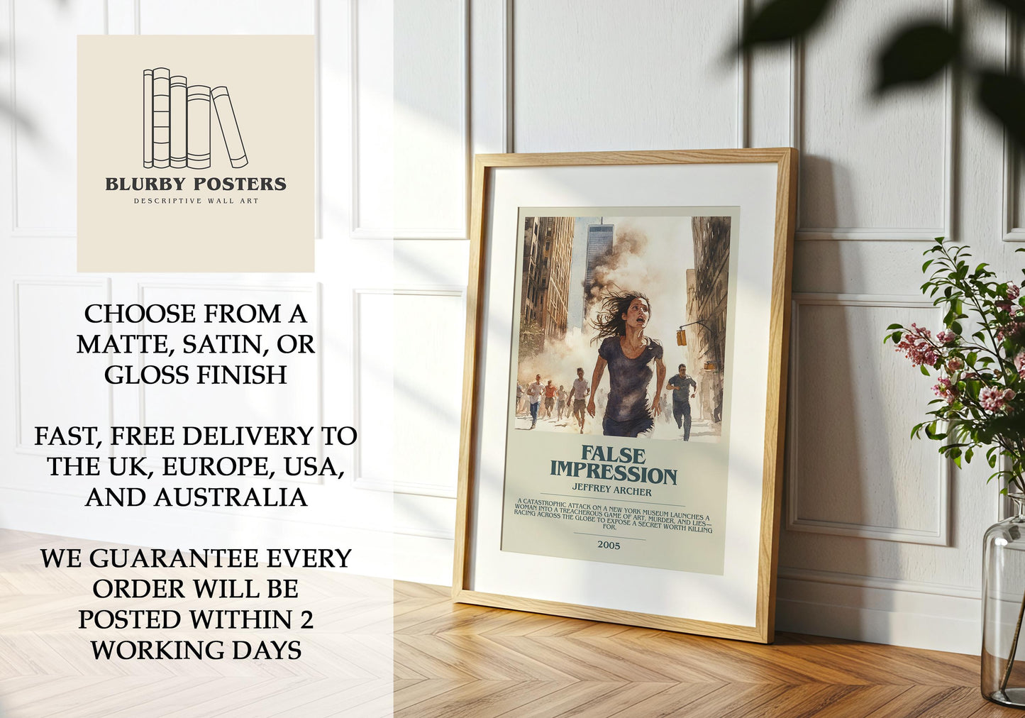 False Impression by Jeffrey Archer | Descriptive Book Poster | Modern