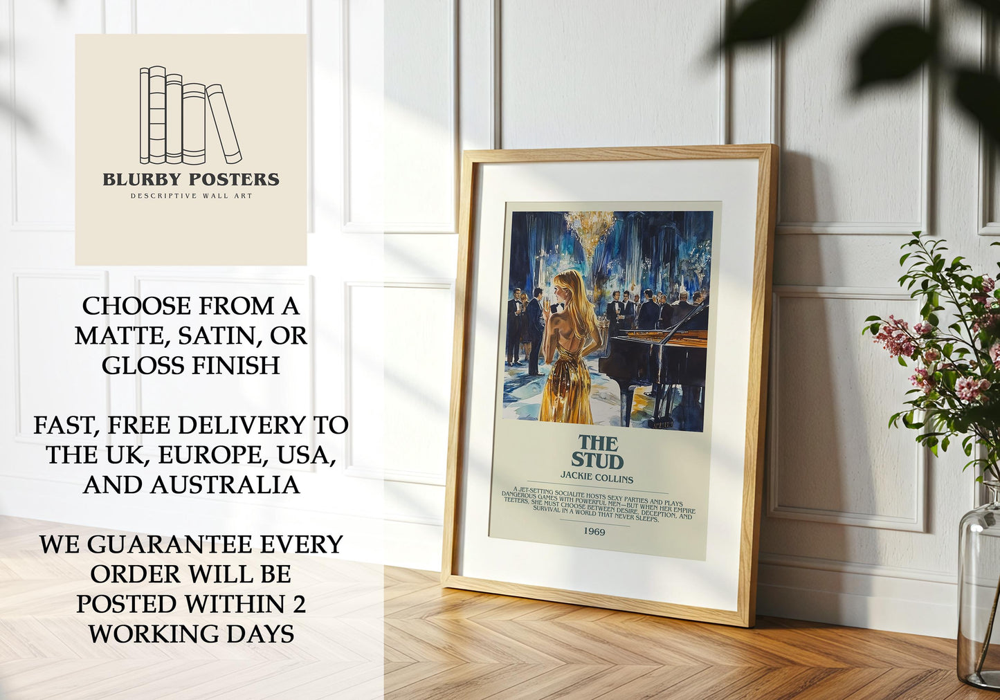 The Stud by Jackie Collins | Descriptive Book Poster | Modern