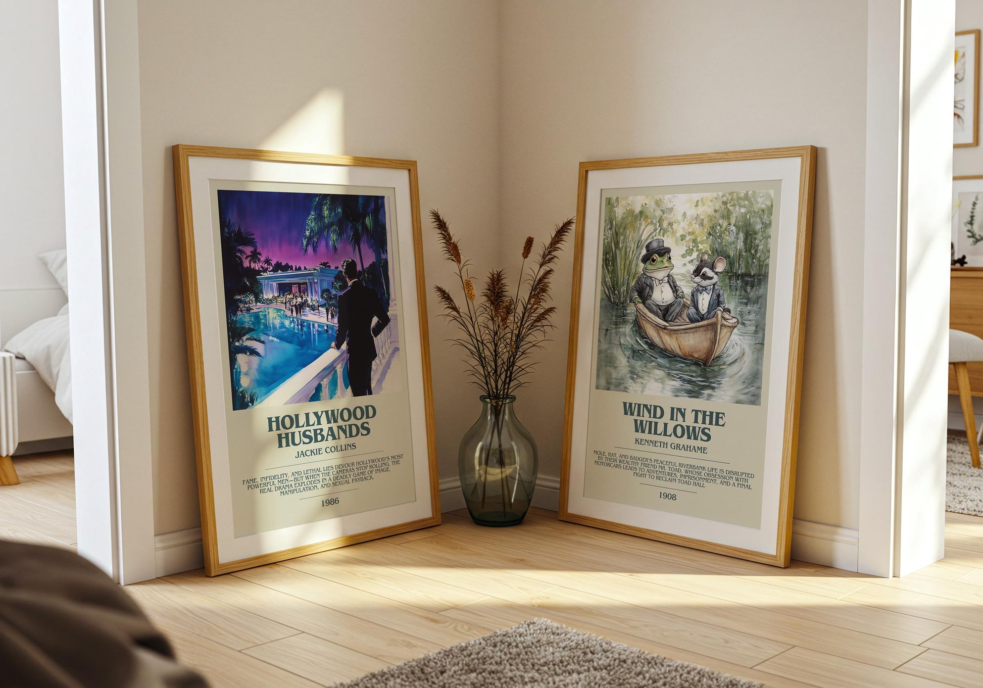 Hollywood Husbands by Jackie Collins Descriptive Poster Print. Free Delivery Wall Art Author & Blurb Book Artwork Novel