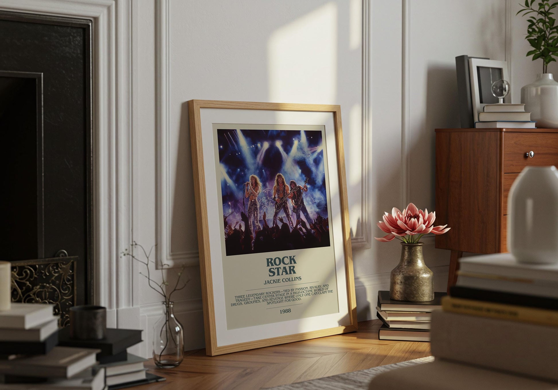 Rockstar by Jackie Collins Descriptive Poster Print. Free Delivery Wall Art Author & Blurb Book Artwork Novel
