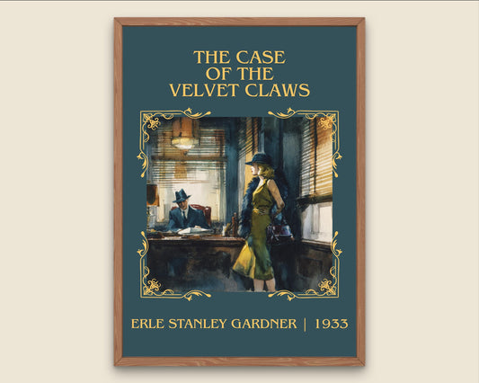 The Case Of The Velvet Claws by Erle Stanley Gardner Descriptive Poster Print.Free Delivery Wall Art Author&Blurb Book Artwork Novel