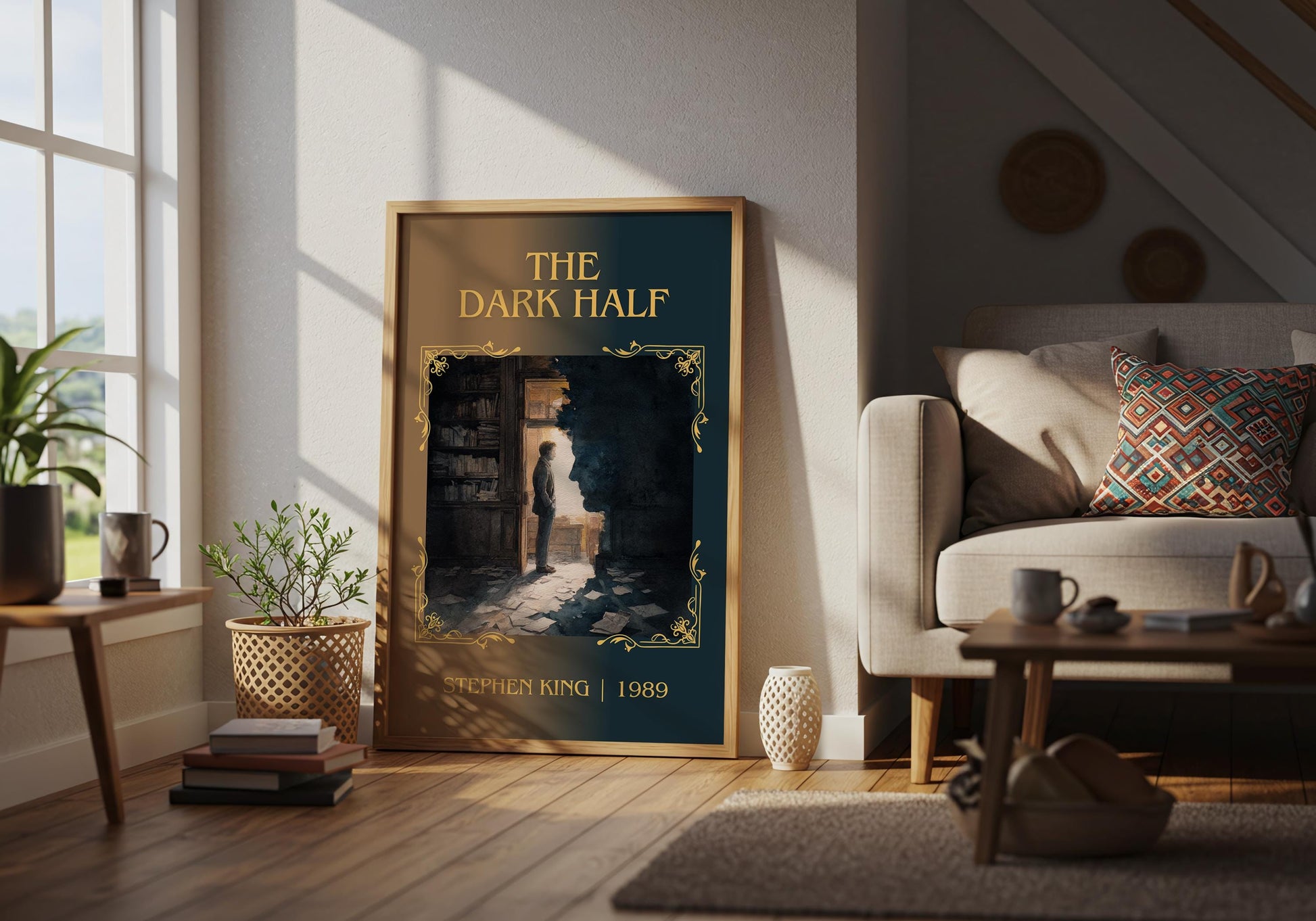The Dark Half by Stephen King Descriptive Poster Print.Free Delivery Wall Art Author&Blurb Book Artwork Novel Wall Poster
