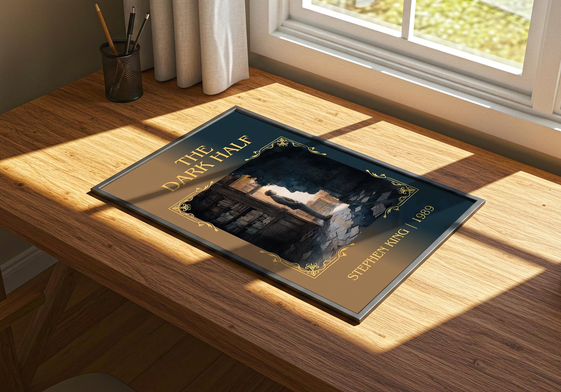 The Dark Half by Stephen King Descriptive Poster Print.Free Delivery Wall Art Author&Blurb Book Artwork Novel Wall Poster