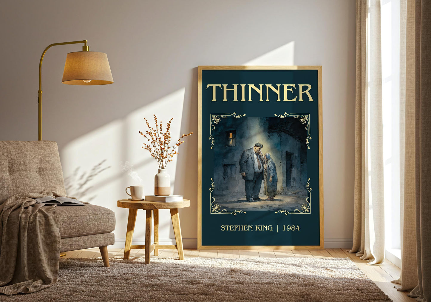 Thinner by Stephen King Descriptive Poster Print.Free Delivery Wall Art Author&Blurb Book Artwork Novel Poster Minimalist
