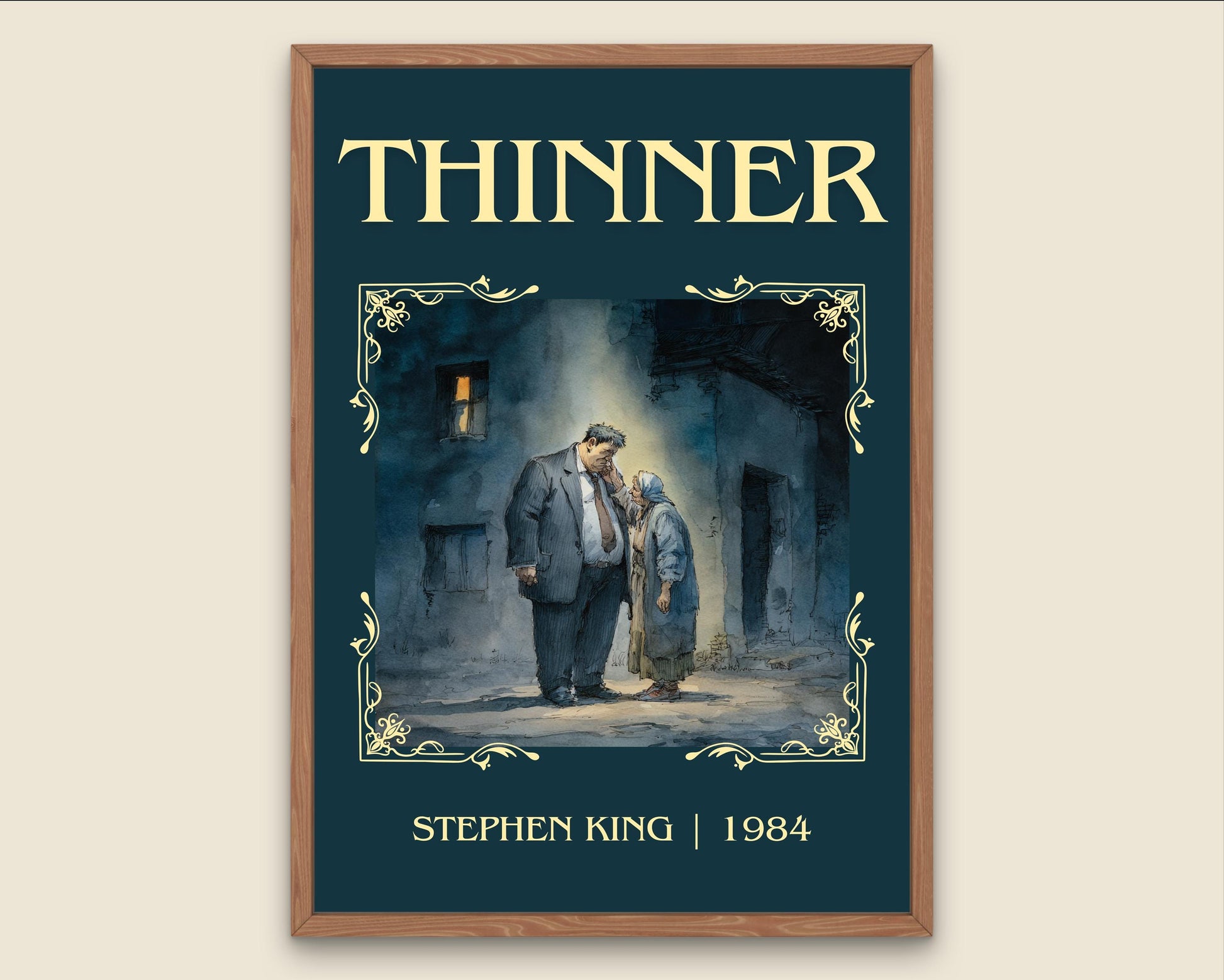 Thinner by Stephen King Descriptive Poster Print.Free Delivery Wall Art Author&Blurb Book Artwork Novel Poster Minimalist