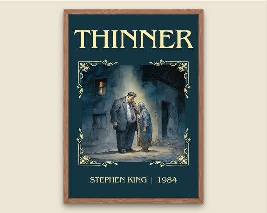 Thinner by Stephen King Descriptive Poster Print.Free Delivery Wall Art Author&Blurb Book Artwork Novel Poster Minimalist