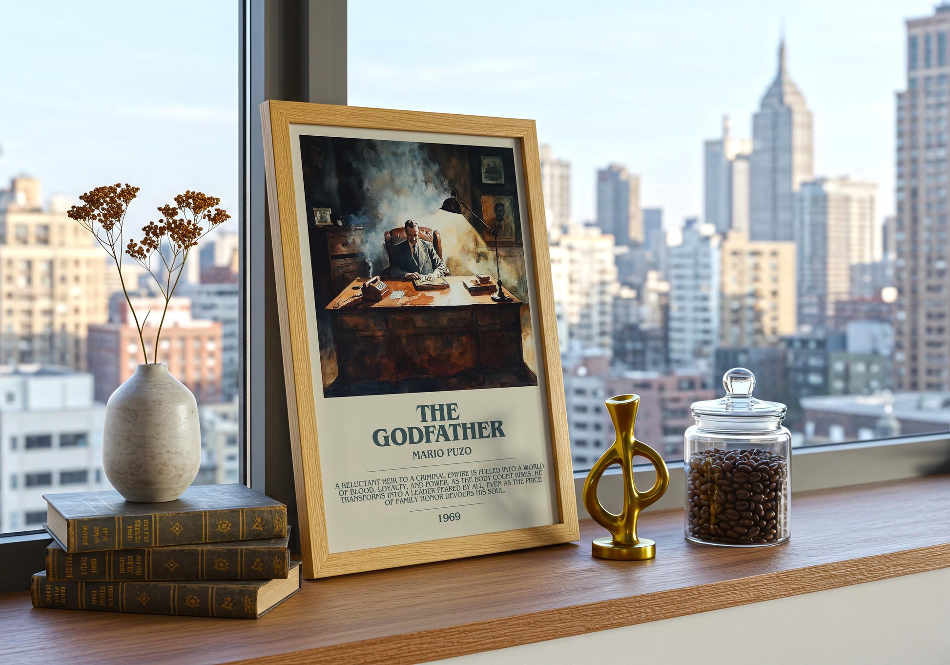 The Godfather by Mario Puzo | Descriptive Book Poster | Modern