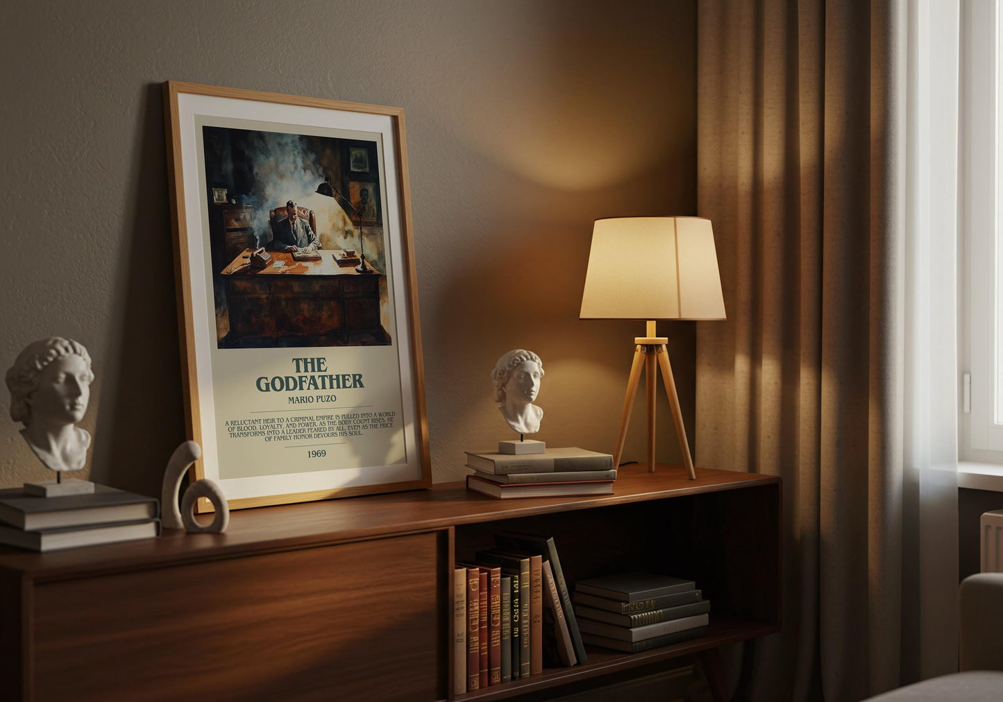 The Godfather by Mario Puzo | Descriptive Book Poster | Modern