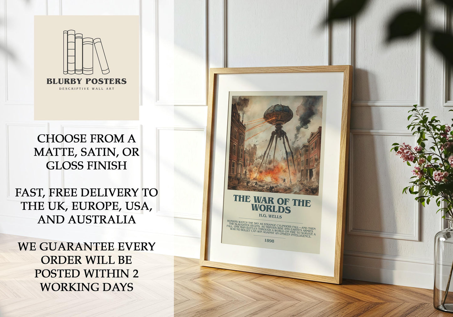 The War Of The Worlds by H.G. Wells | Descriptive Book Poster | Modern